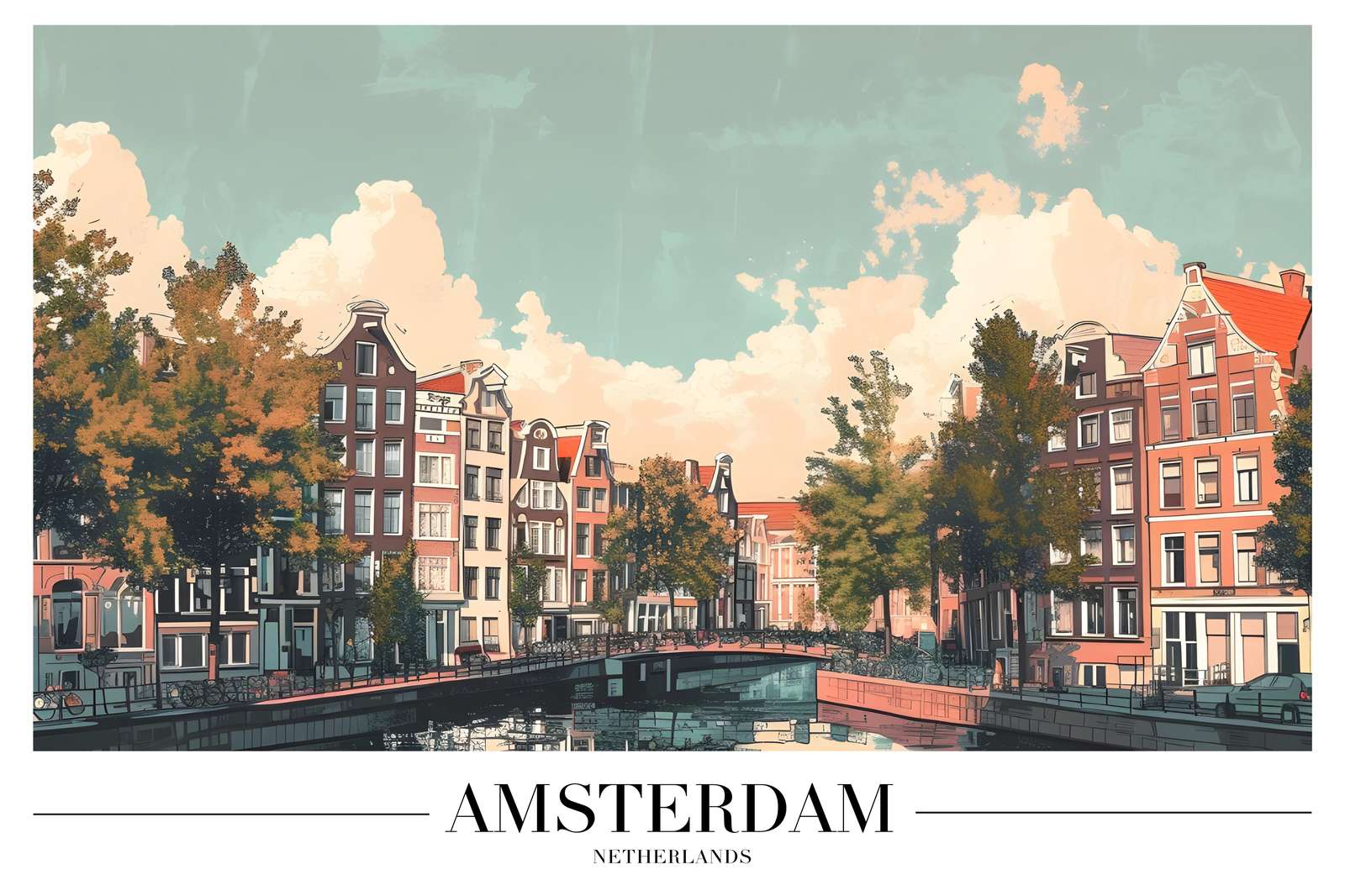 Vibrant Amsterdam Canal Scene Wall Art