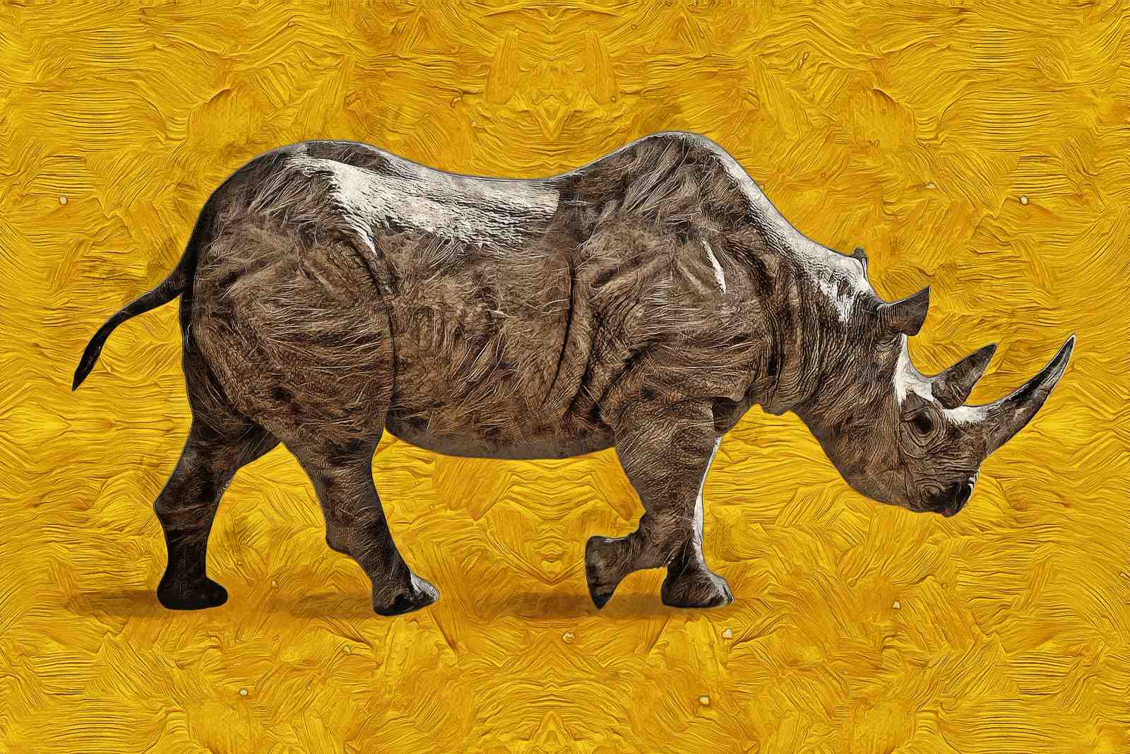Majestic Rhino Textured Art Wall Art