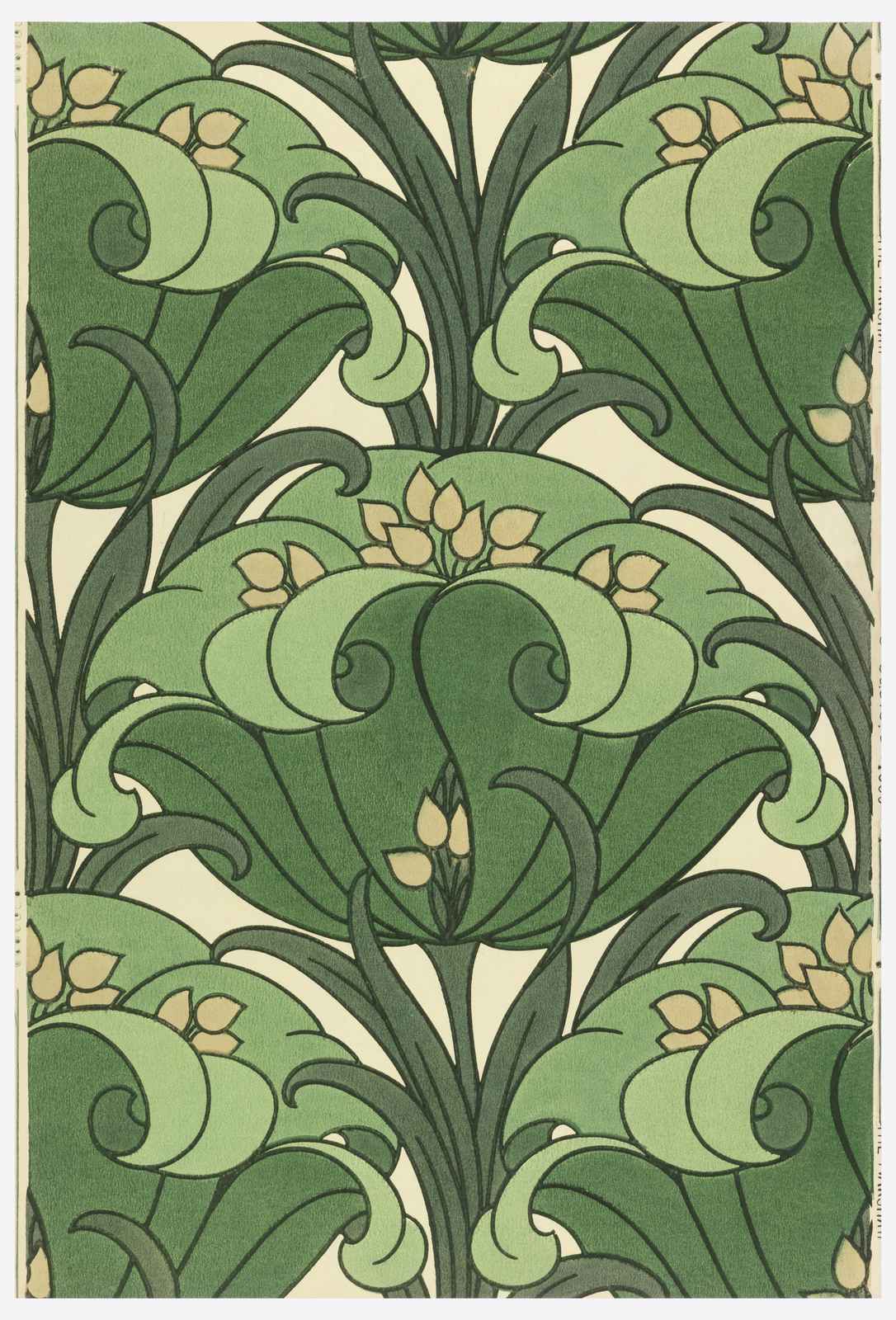 Elegant Green Art Nouveau Floral Wall Art