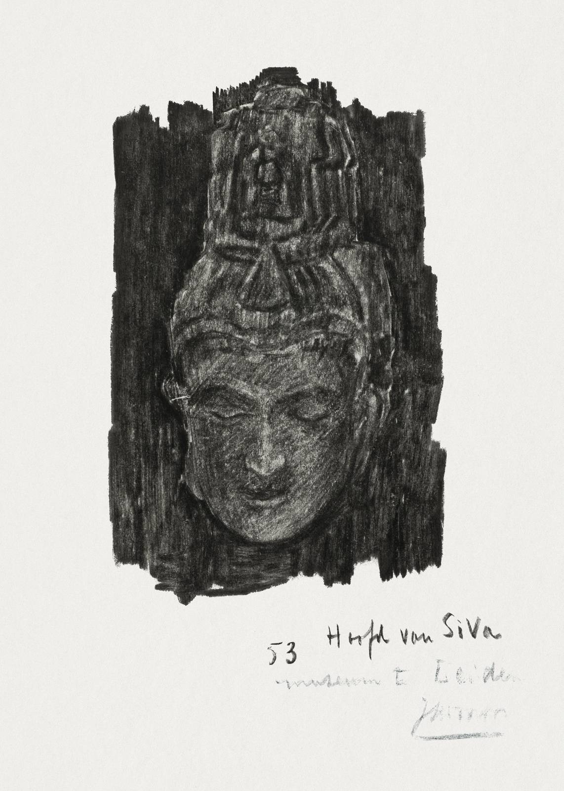 Serene Buddha Head Charcoal Sketch Wall Art