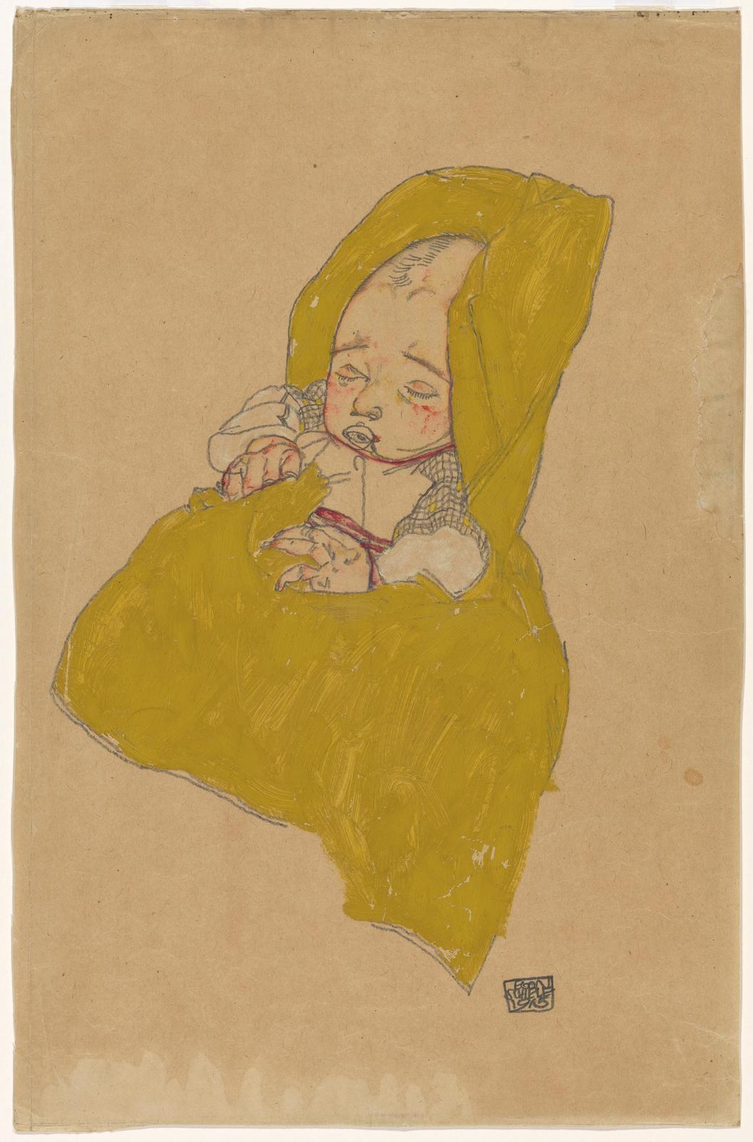 Tender Child in Yellow Blanket Wall Art