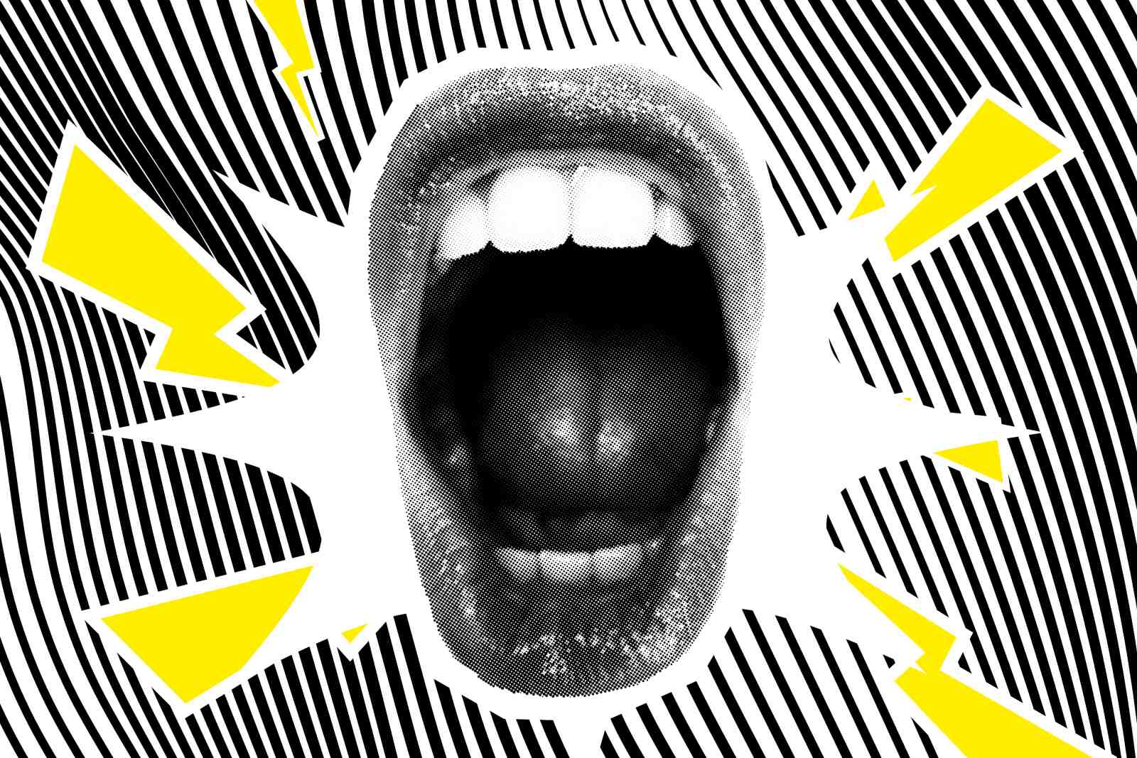 Bold Scream Pop Art Yellow Lightning Wall Art