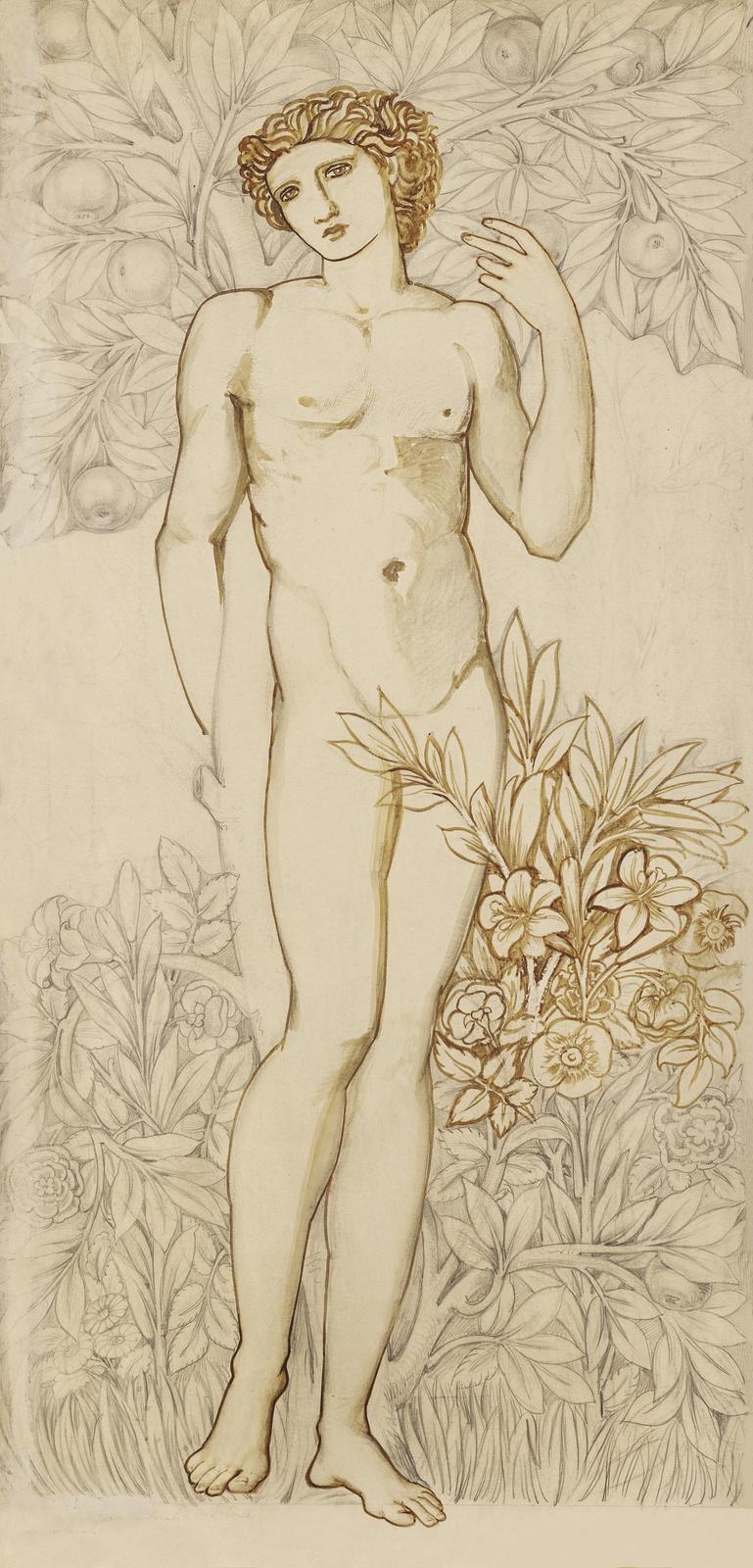 Classic Nude Male Botanical Art Wall Art