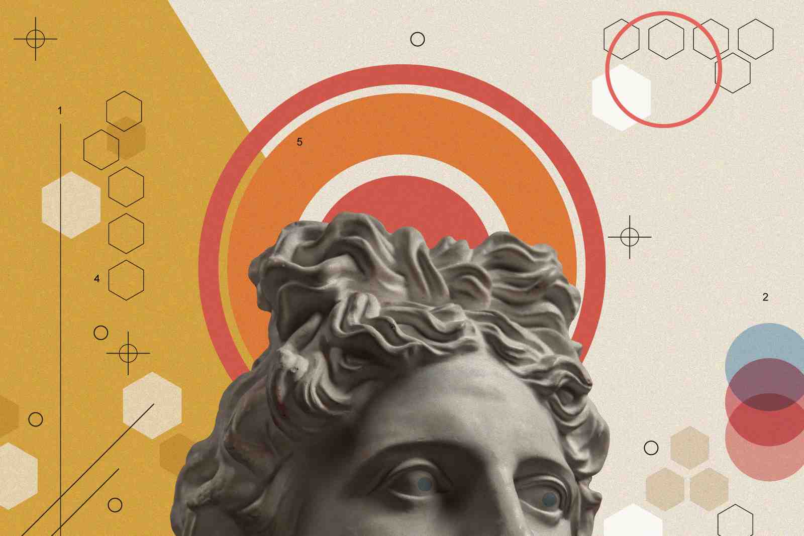 Retro Greek Bust Geometric Wall Art