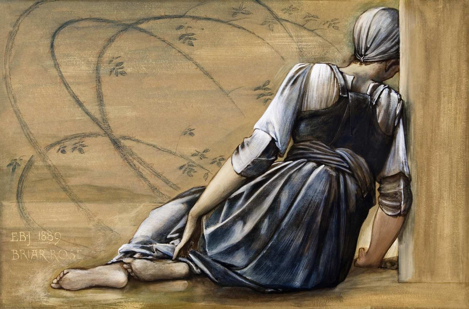 Victorian Woman Leaning Against Wall Wall Art