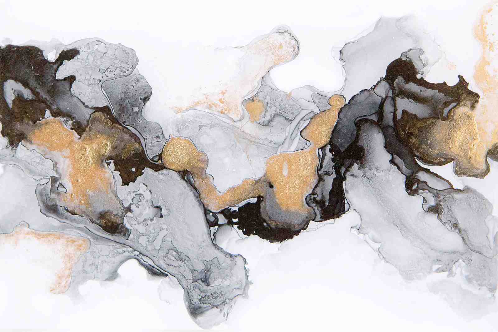 Abstract Gold & Grey Fluid Art Wall Art