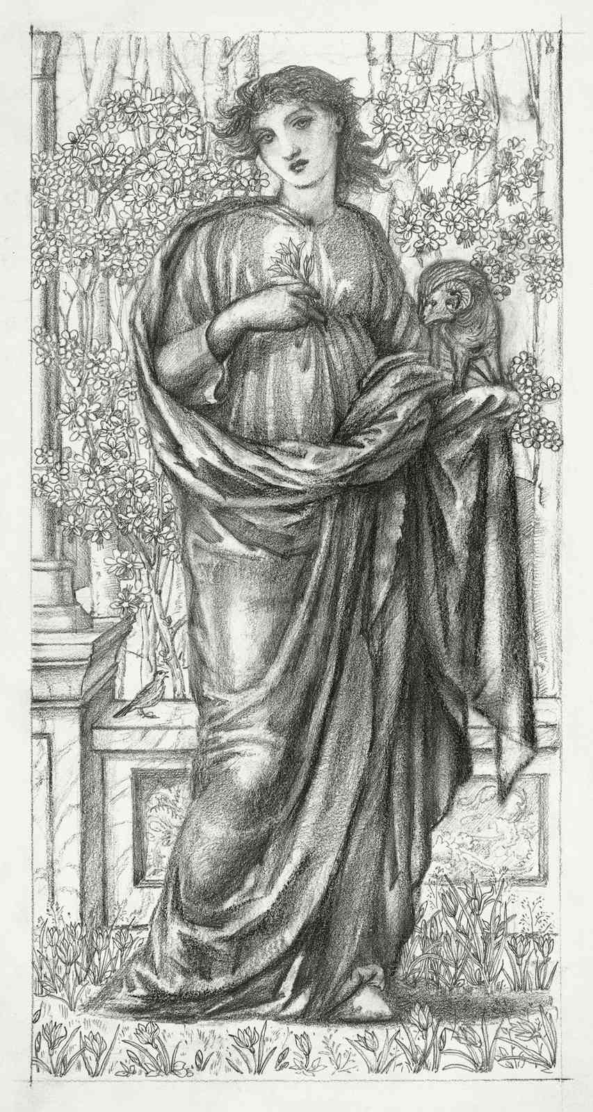 Victorian Muse with Owl Wall Art