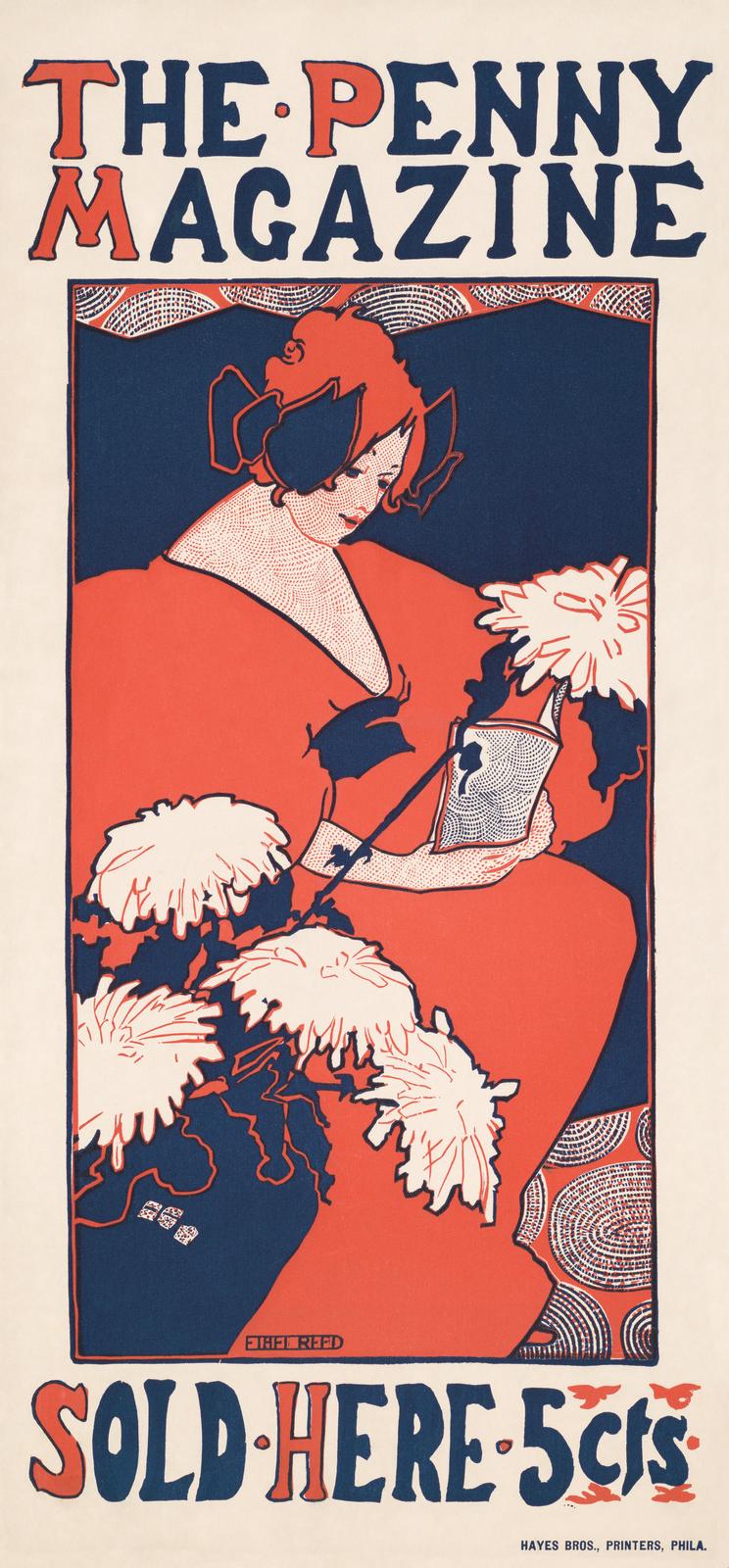 Vintage Woman Reading "The Penny Magazine" Wall Art
