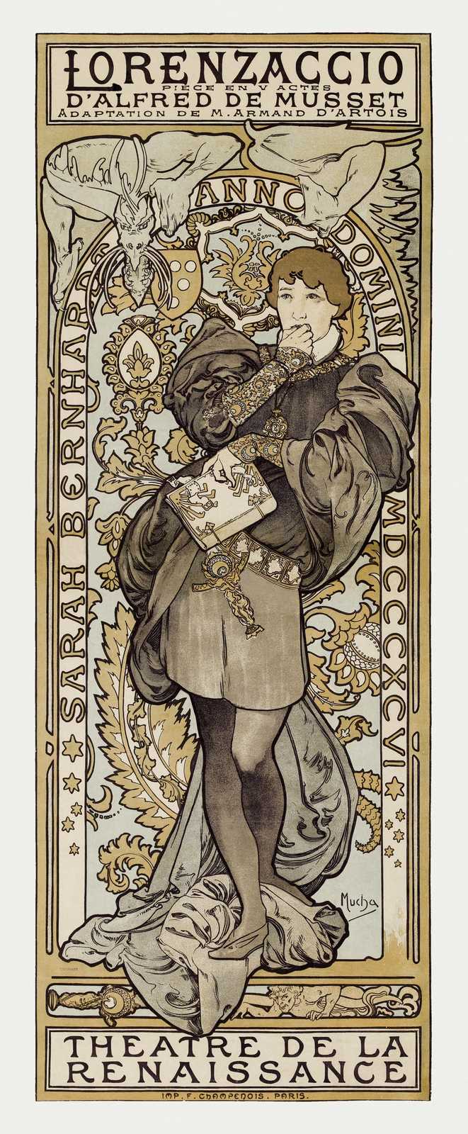 Art Nouveau "Lorenzaccio" Sarah Bernhardt Wall Art