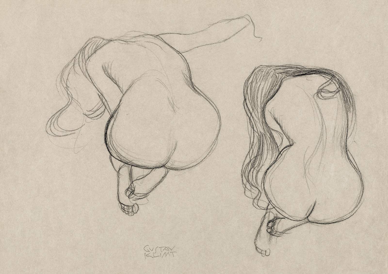 Gustav Klimt Study of Two Women Wall Art