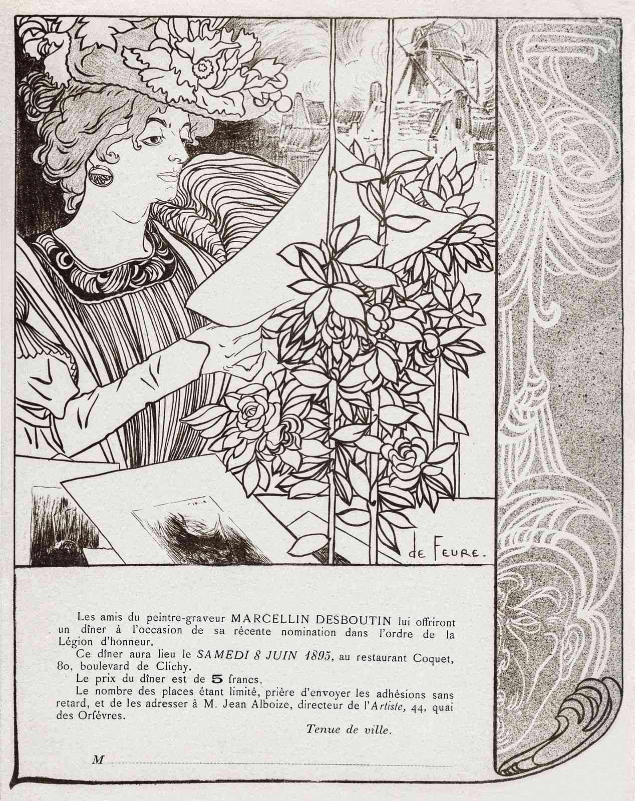 Elegant Art Nouveau Woman Floral Wall Art