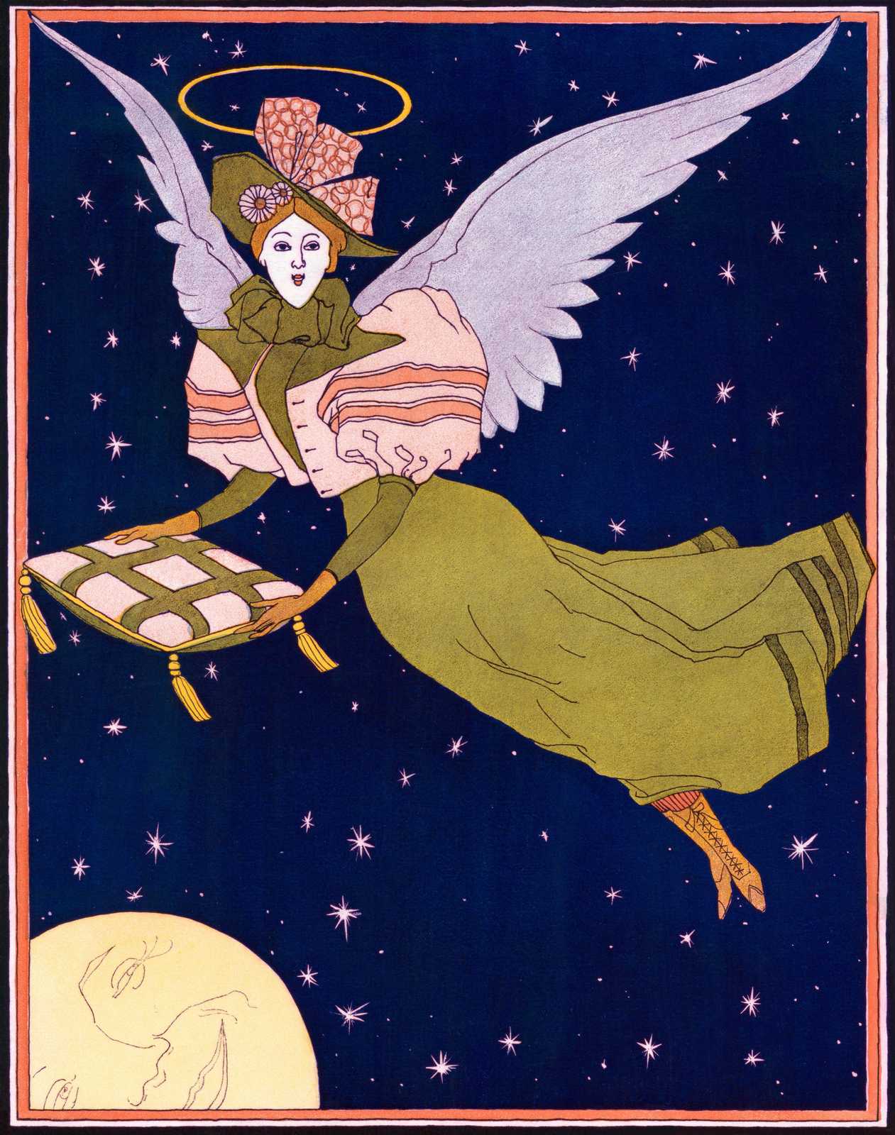 Dreamy Angel with Moon Wall Art