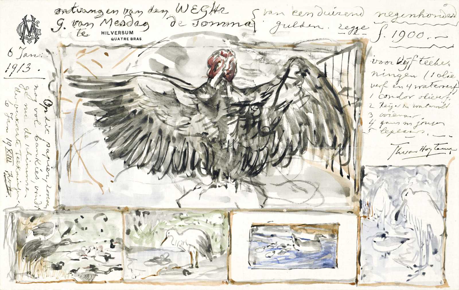 Vintage Bird Sketch Wall Art - Avian Art