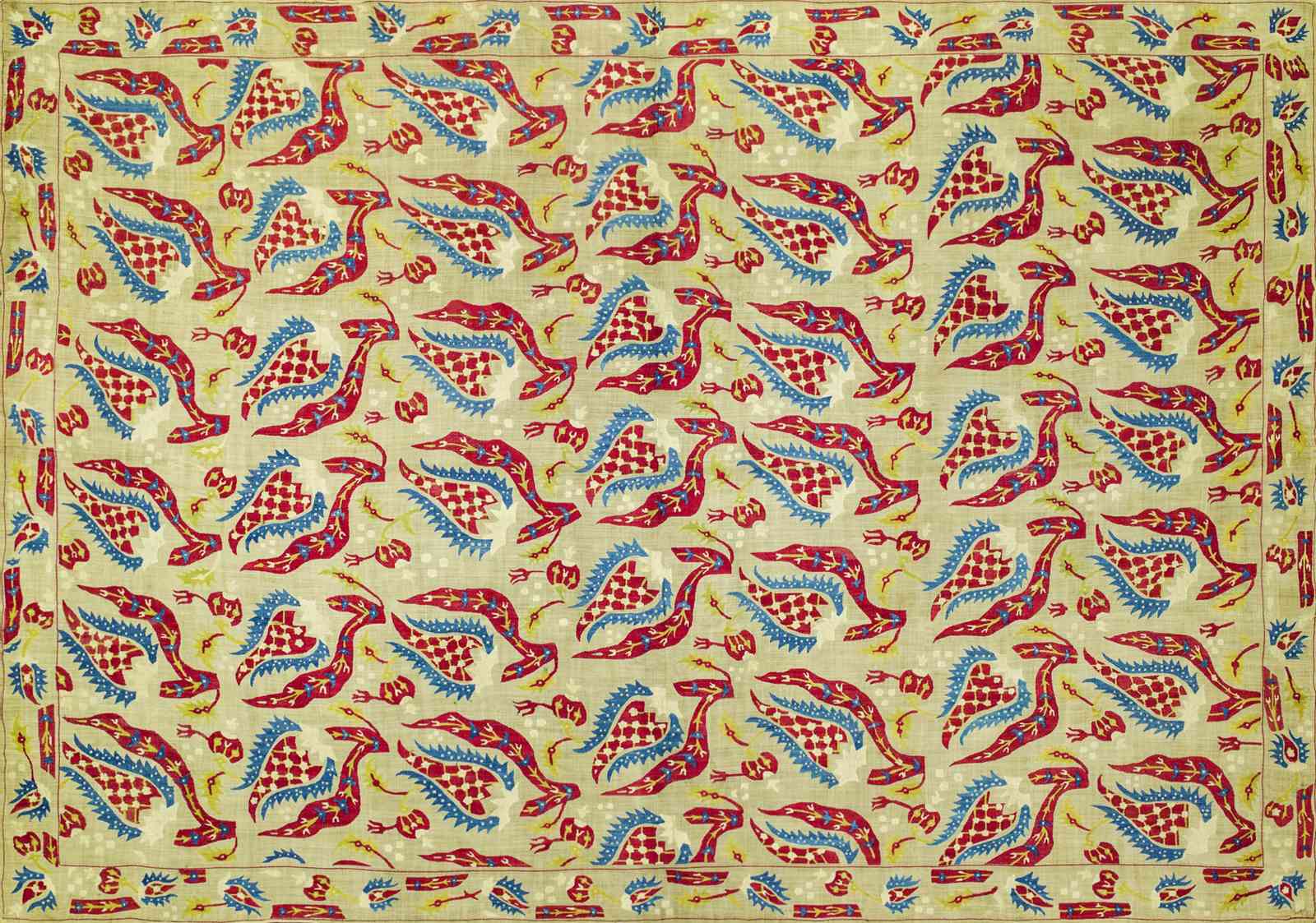 Bohemian Red Blue Bird Art Wall Art