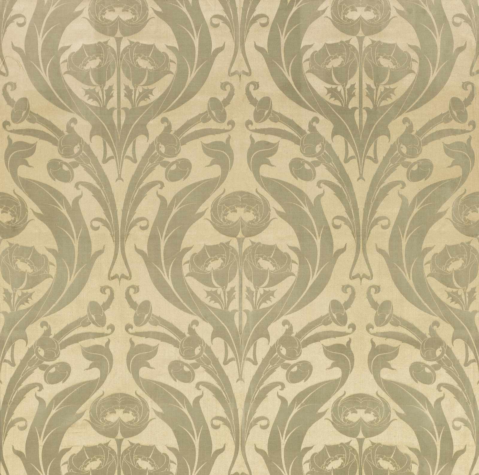 Art Nouveau Floral Beige Wall Art