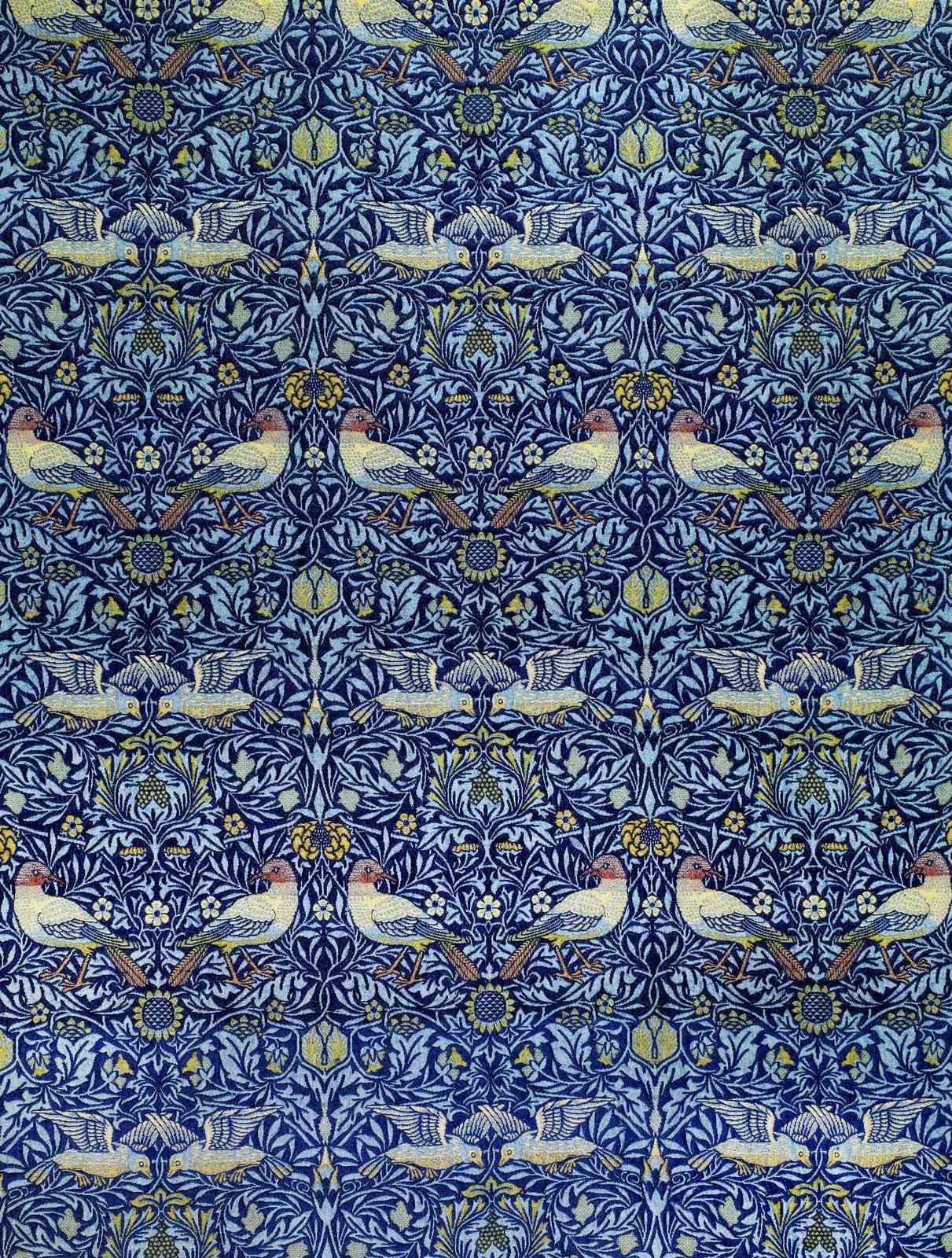 Vintage Birds & Floral Blue Wall Art