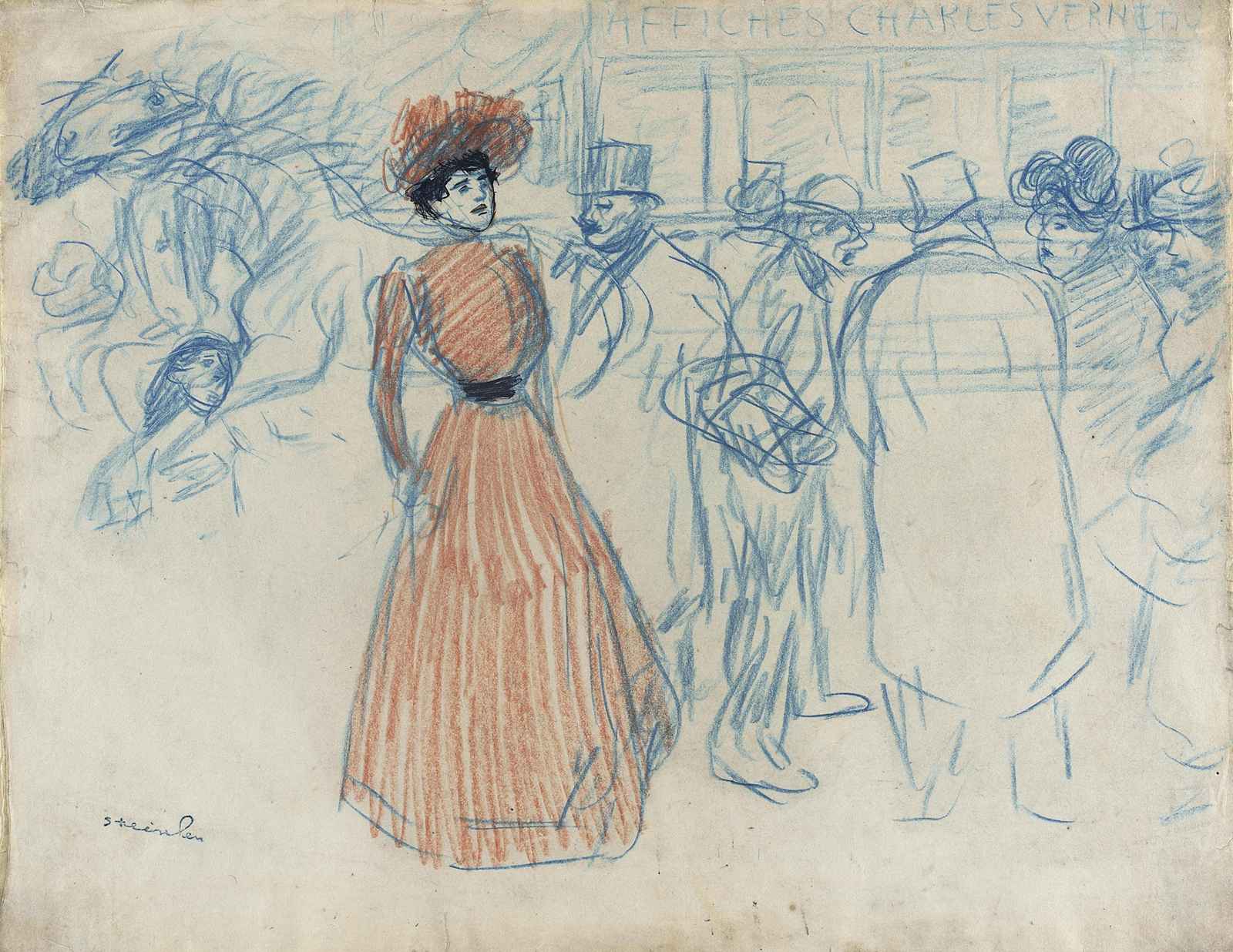 Elegant Belle Époque Woman Street Scene Wall Art