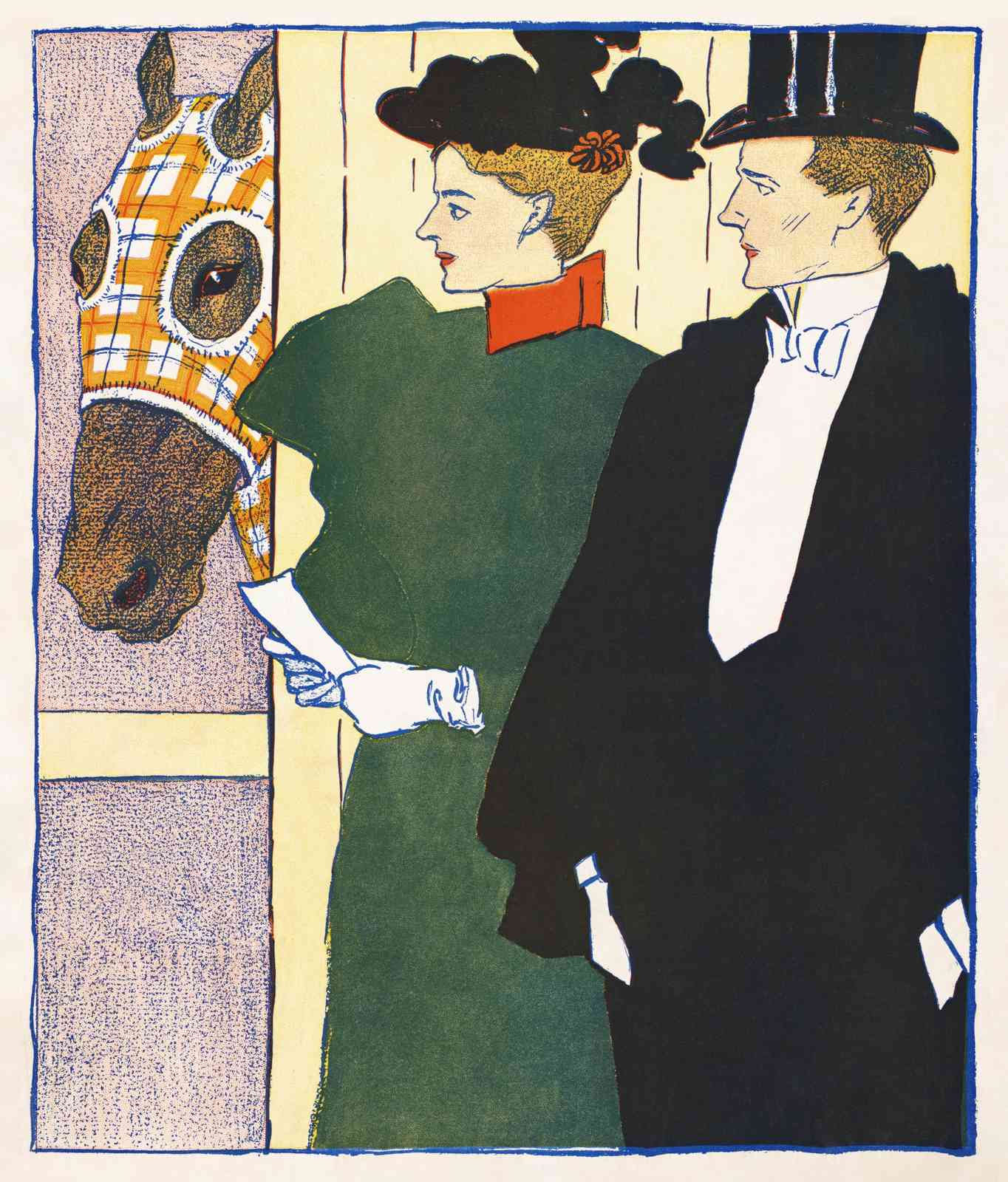 Elegant Horse & Couple Art Wall Art