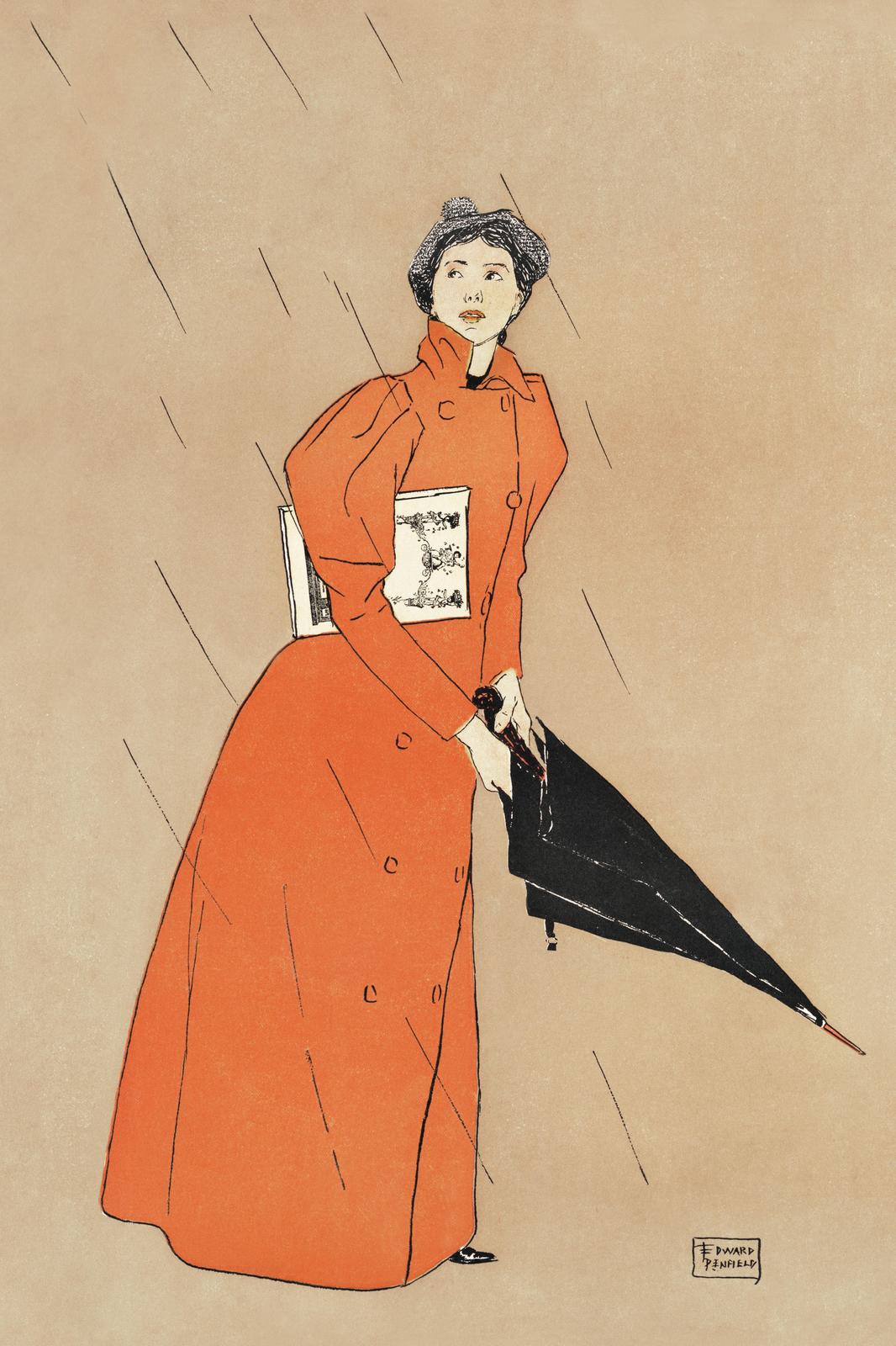 Edward Penfield Woman in Orange Coat Wall Art