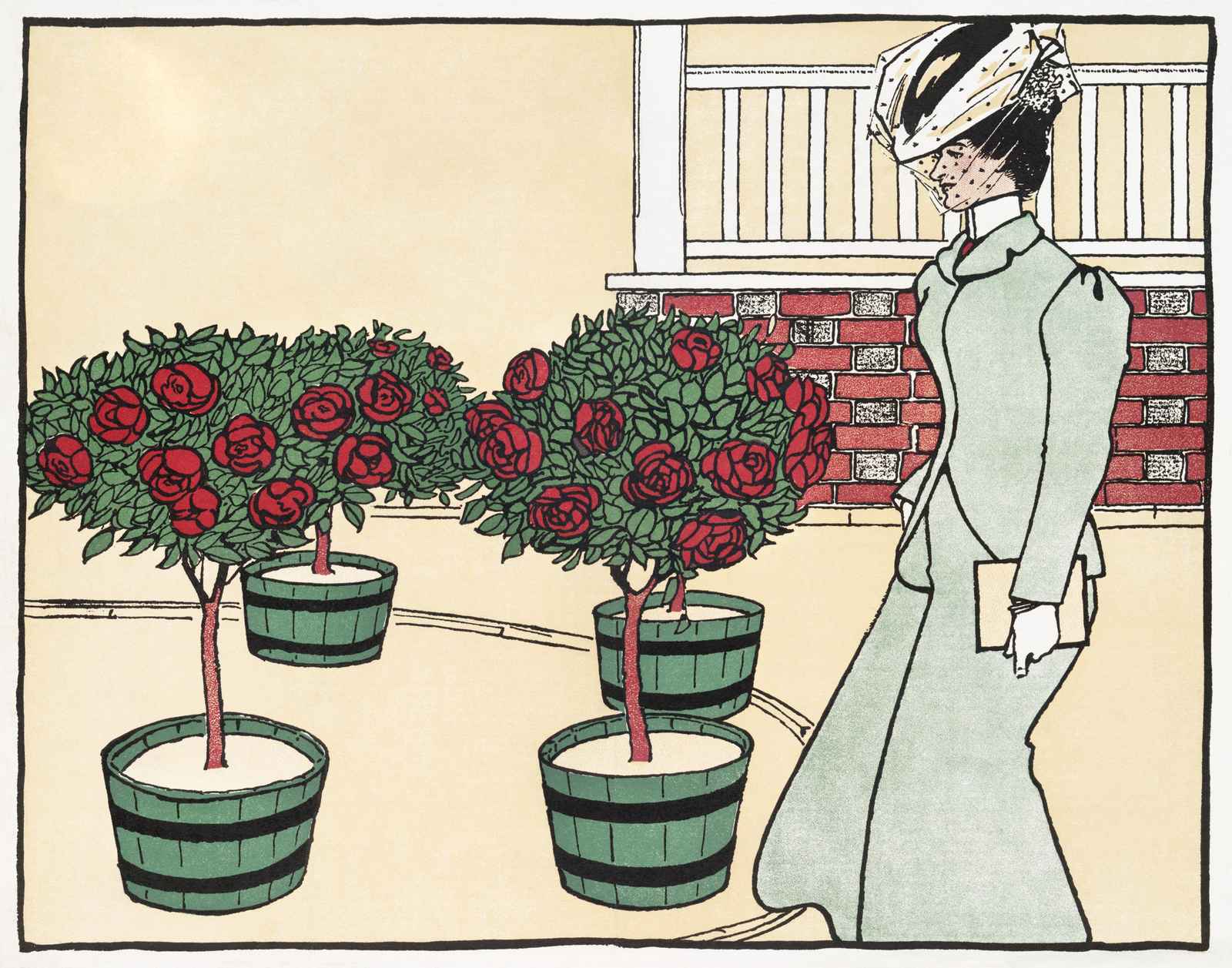 Vintage Rose Garden Woman Wall Art
