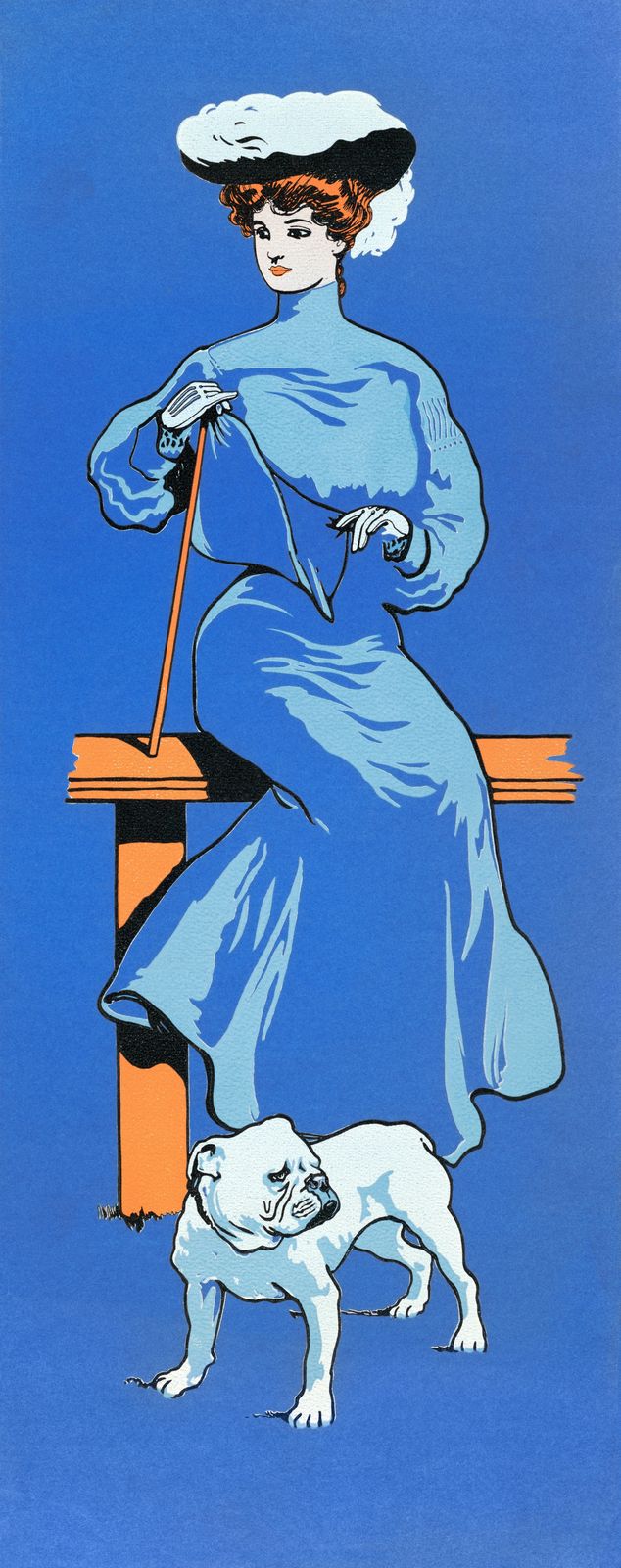 Elegant Lady & Bulldog Vintage Poster Wall Art