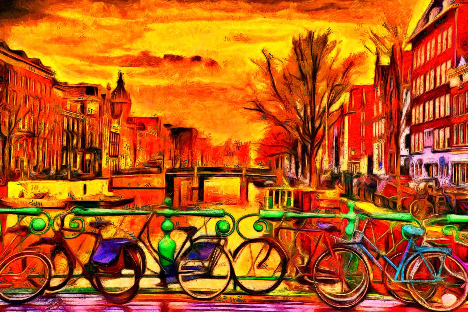 Vibrant Amsterdam Canals Wall Art