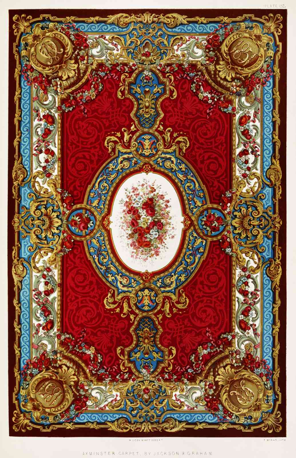 Victorian Floral Medallion Red Persian Wall Art