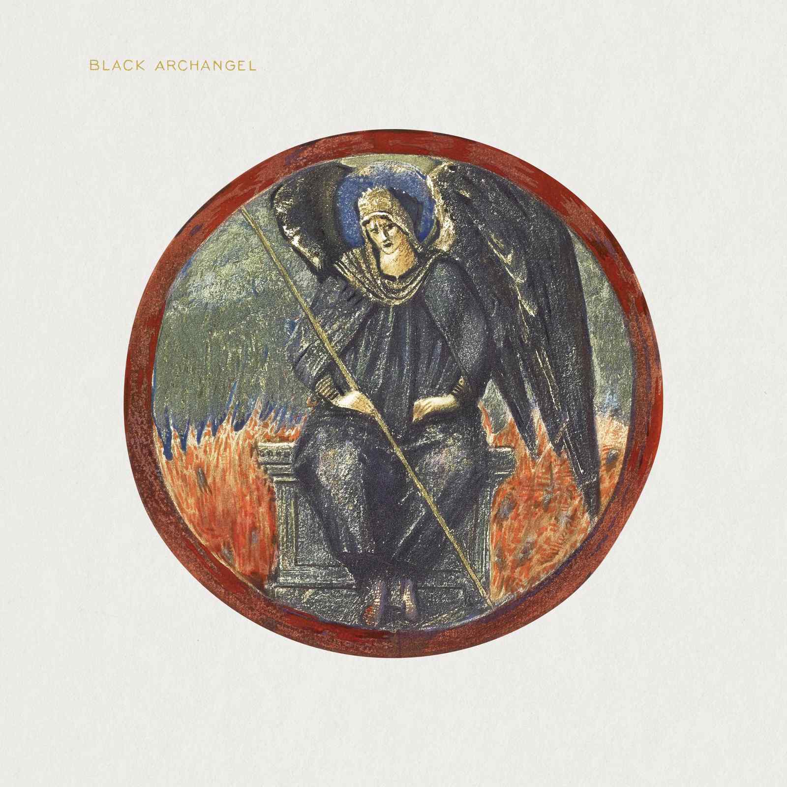 Black Archangel Circular Gothic Art Wall Art