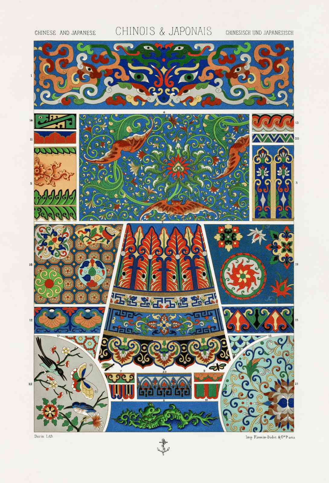 Vibrant Chinoiserie Dragon & Floral Wall Art
