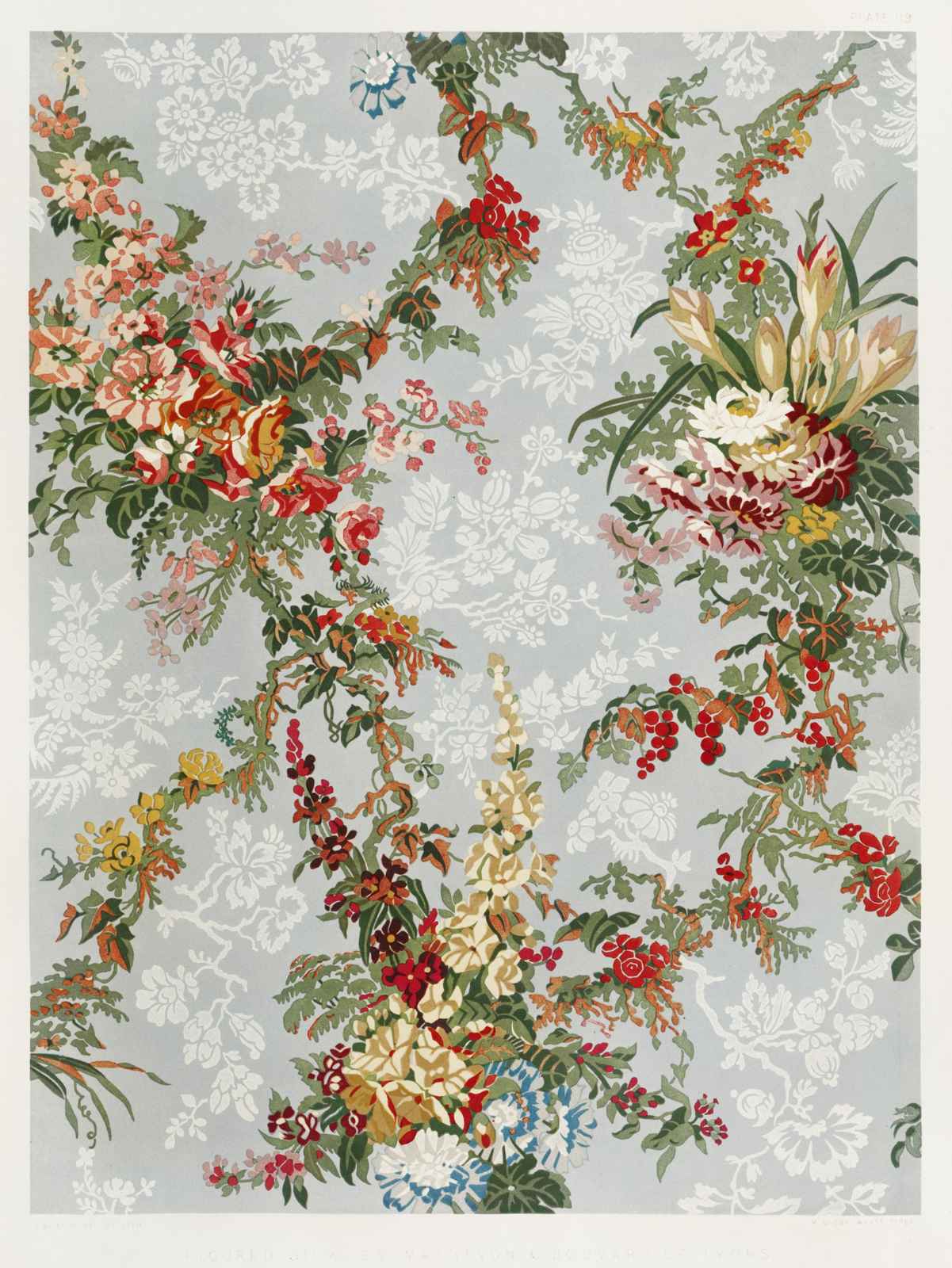 Antique Floral Swag Wall Art - Vintage Botanical Art