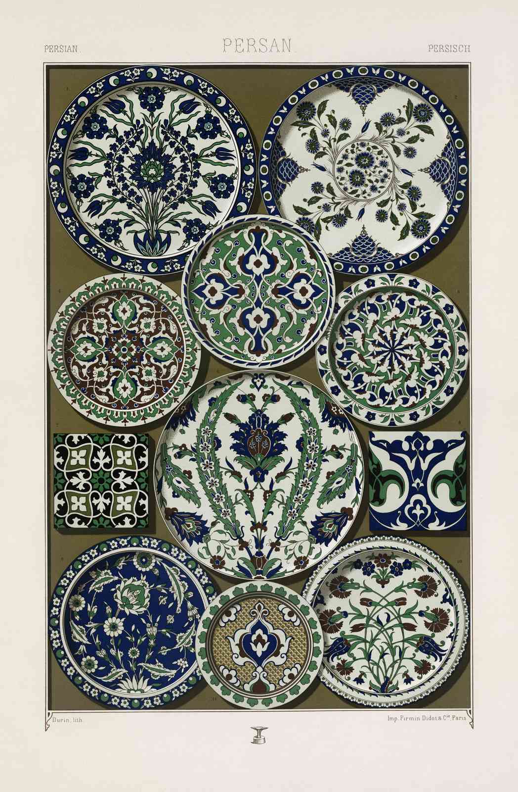 Antique Persian Plates Floral Art Wall Art
