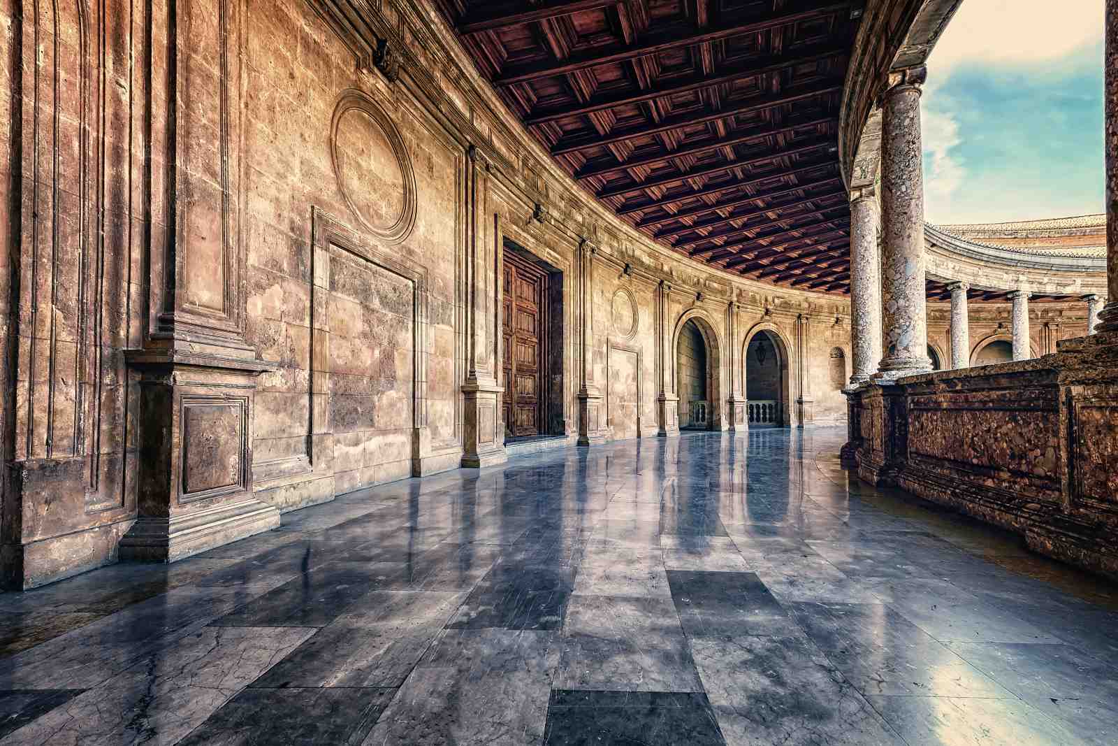 Historic Spanish Courtyard Architecture Wall Art