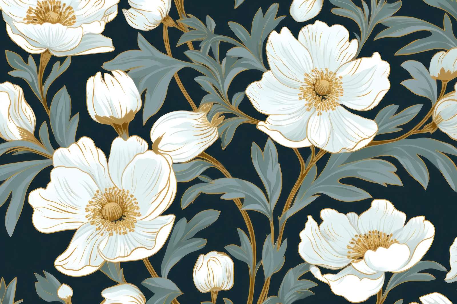 Elegant White Floral Art Wall Art