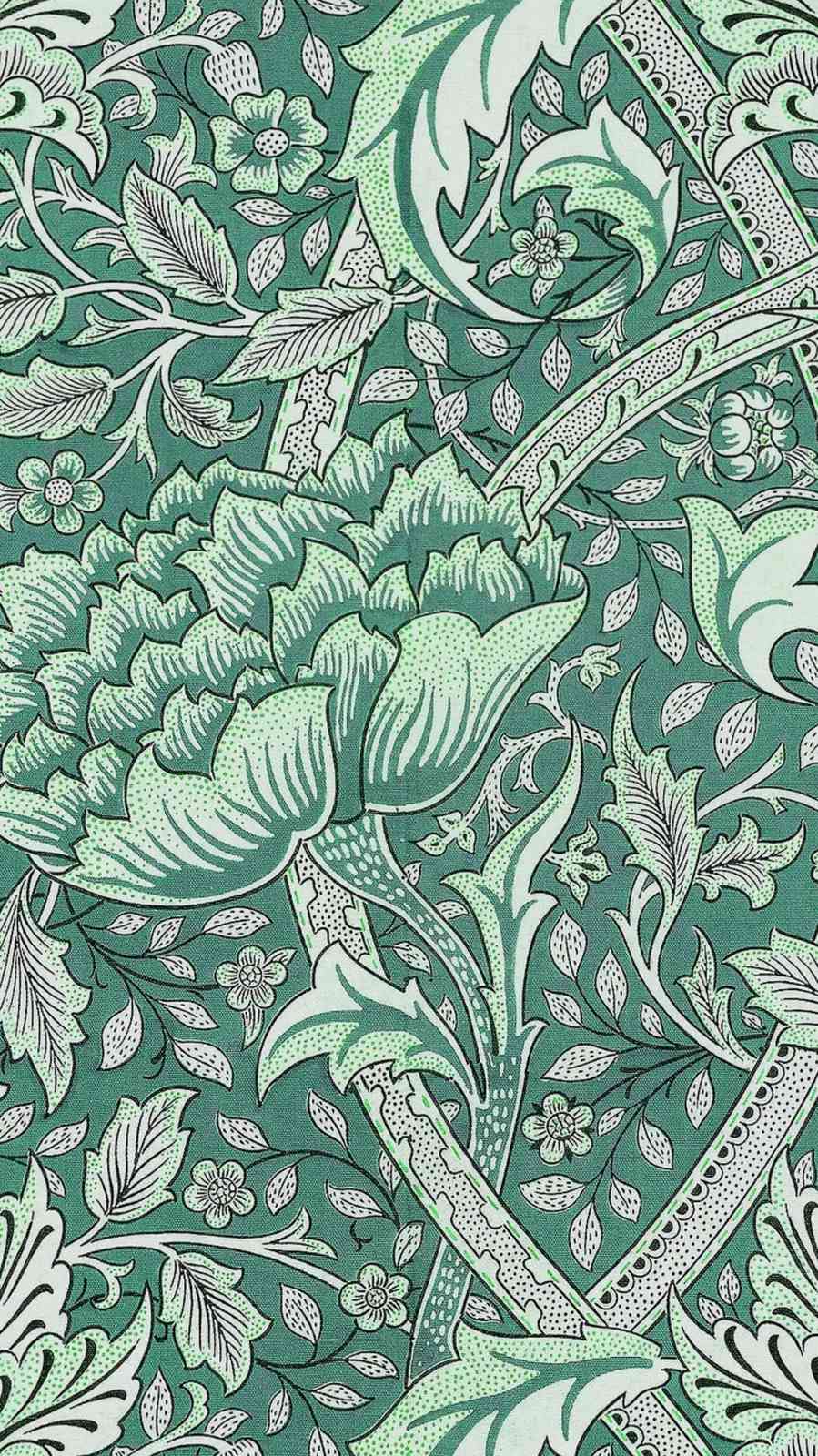 Vintage Floral Green Art Nouveau Wall Art