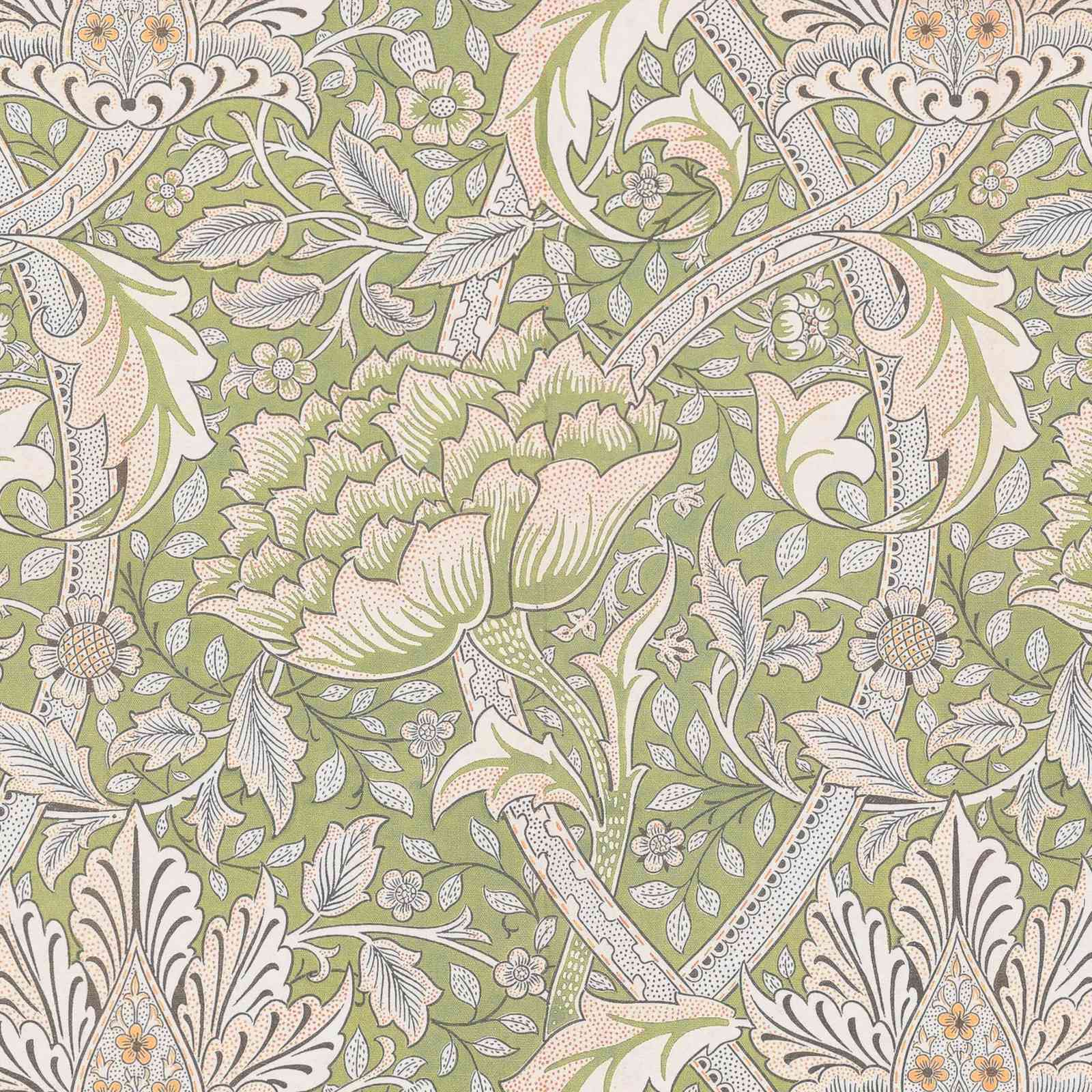 Vintage Floral Art Nouveau Green Wall Art