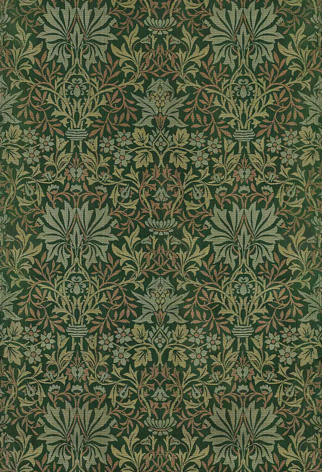 Victorian Floral Damask Green Wall Art