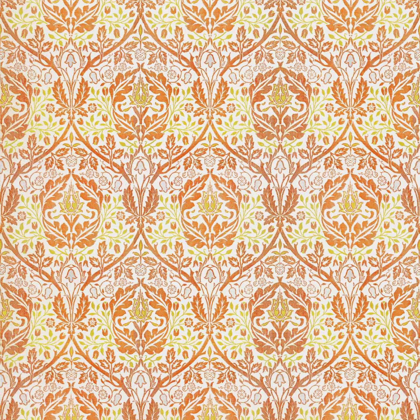 Vibrant Orange Floral Damask Wall Art