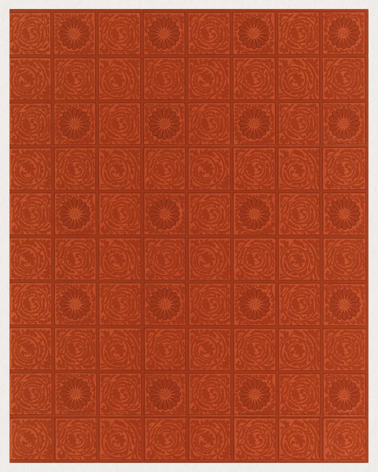 Rustic Floral Tile Pattern Wall Art