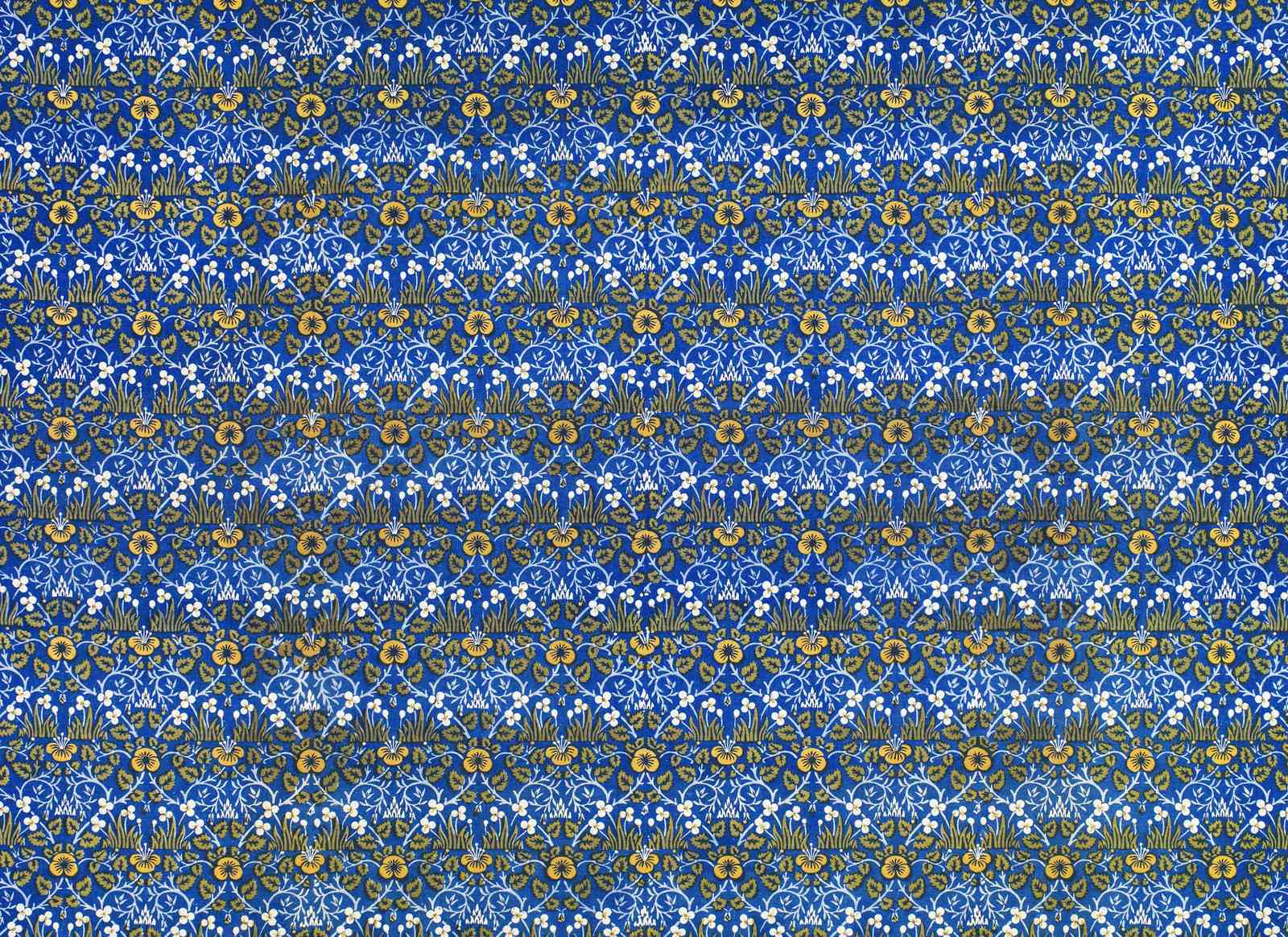 Vintage Floral Blue Yellow Botanical Wall Art
