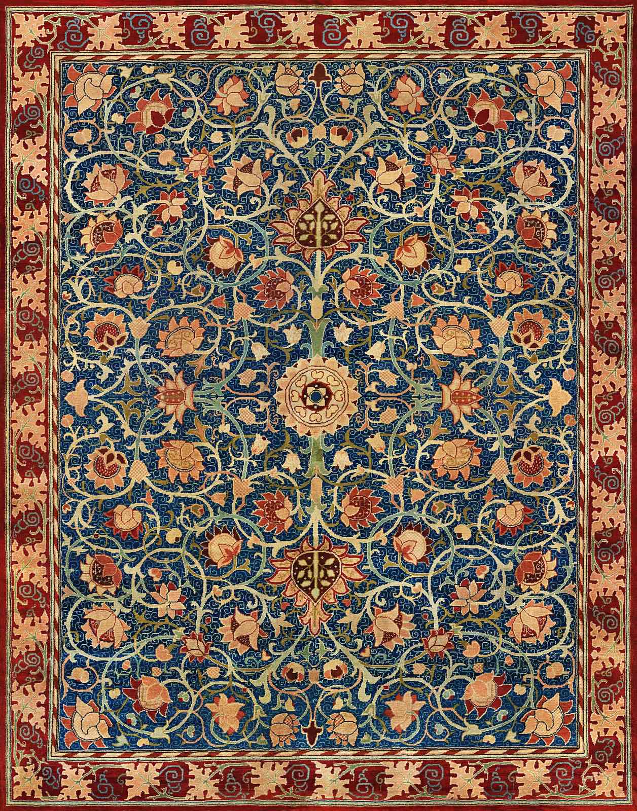 William Morris Style Floral Blue Wall Art