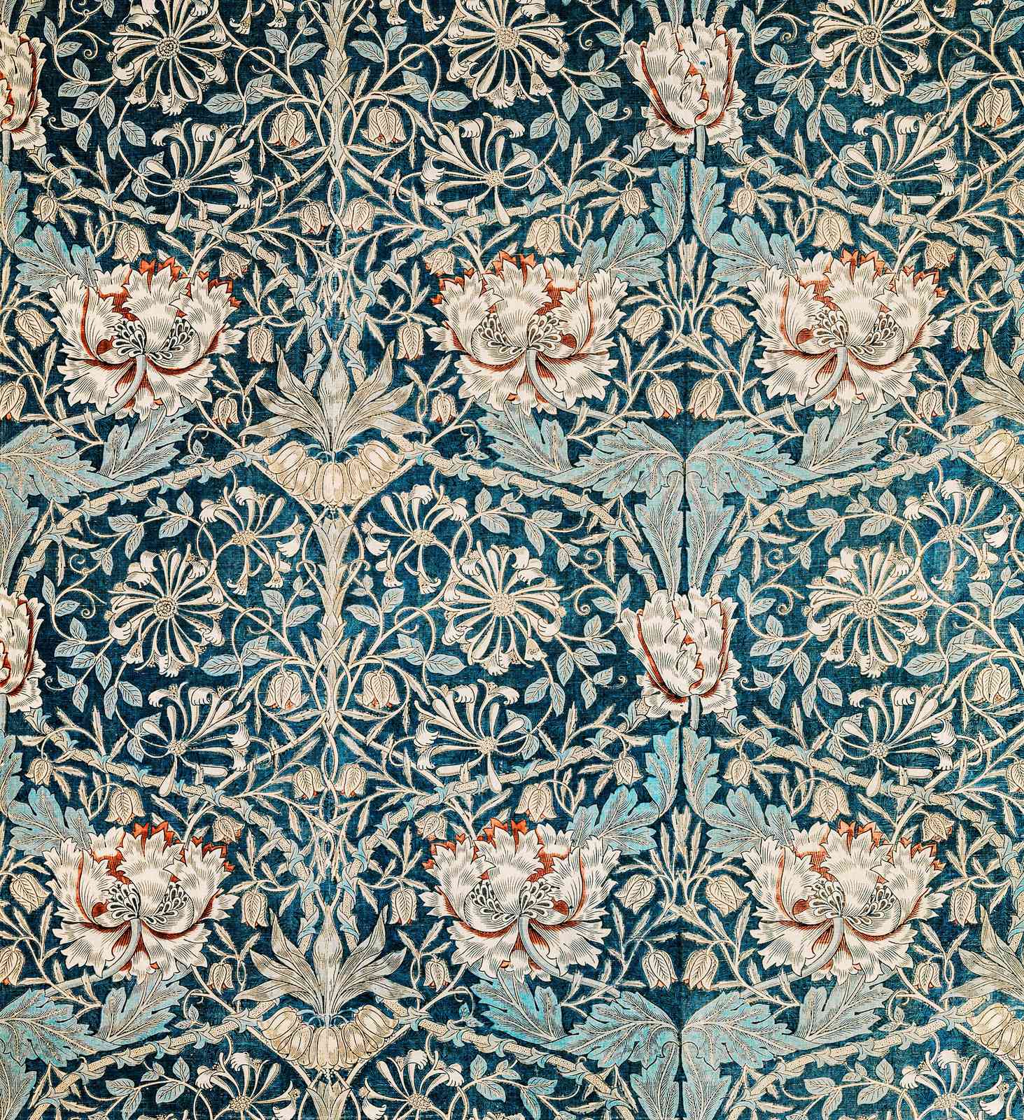 Vintage Floral William Morris Teal Wall Art