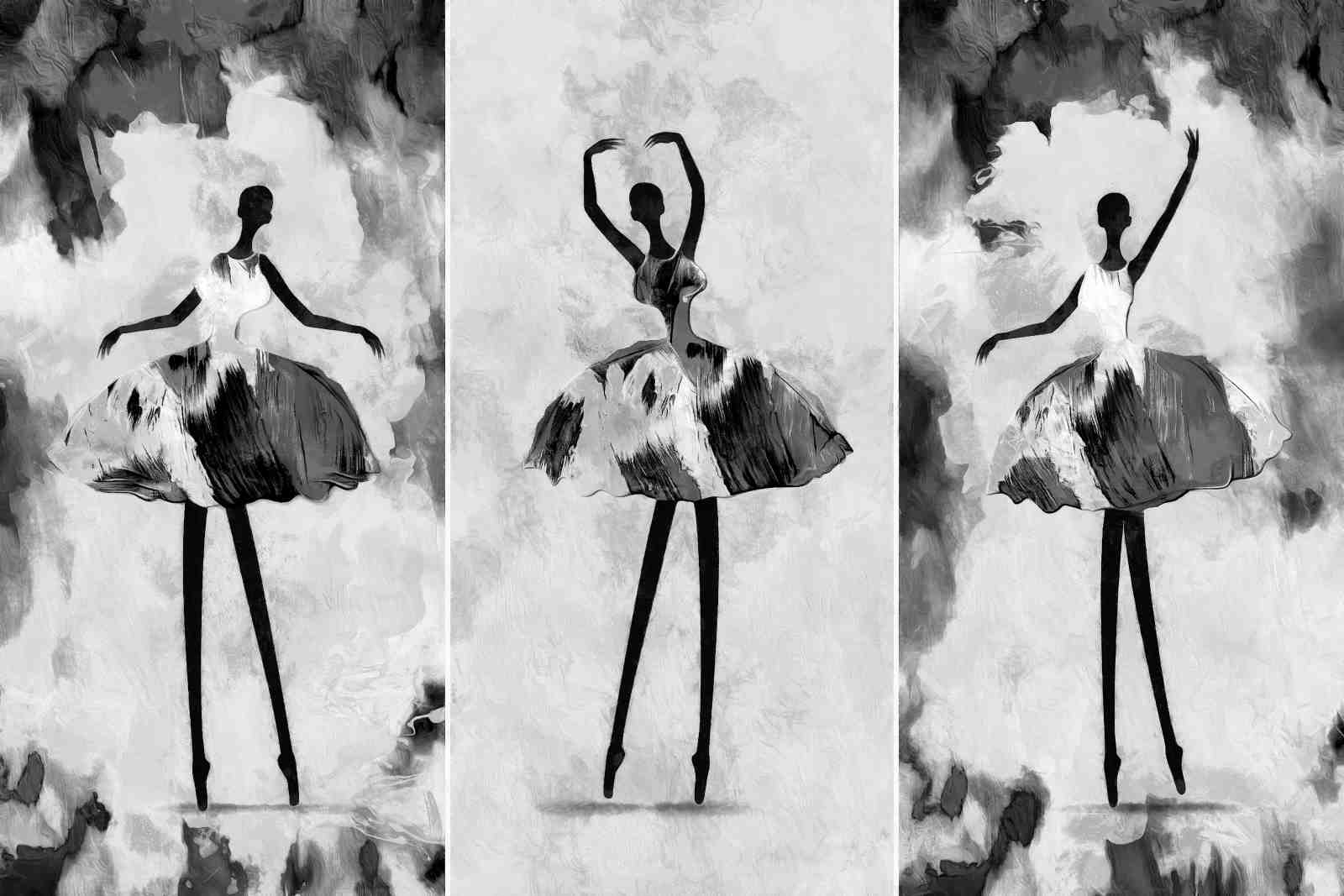 Elegant Ballet Dancers Triptych Wall Art