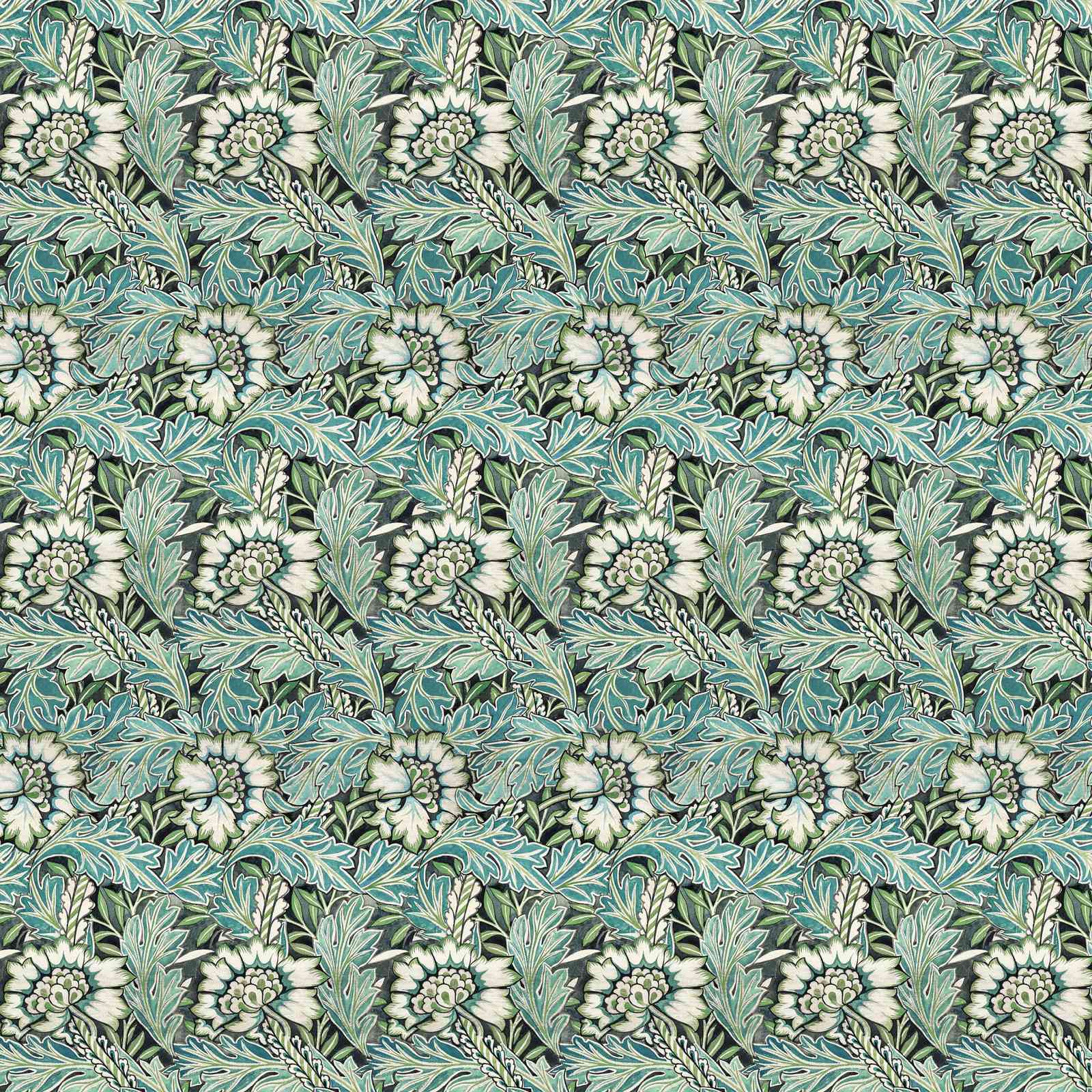 Vintage Floral Teal & Green Bloom Wall Art