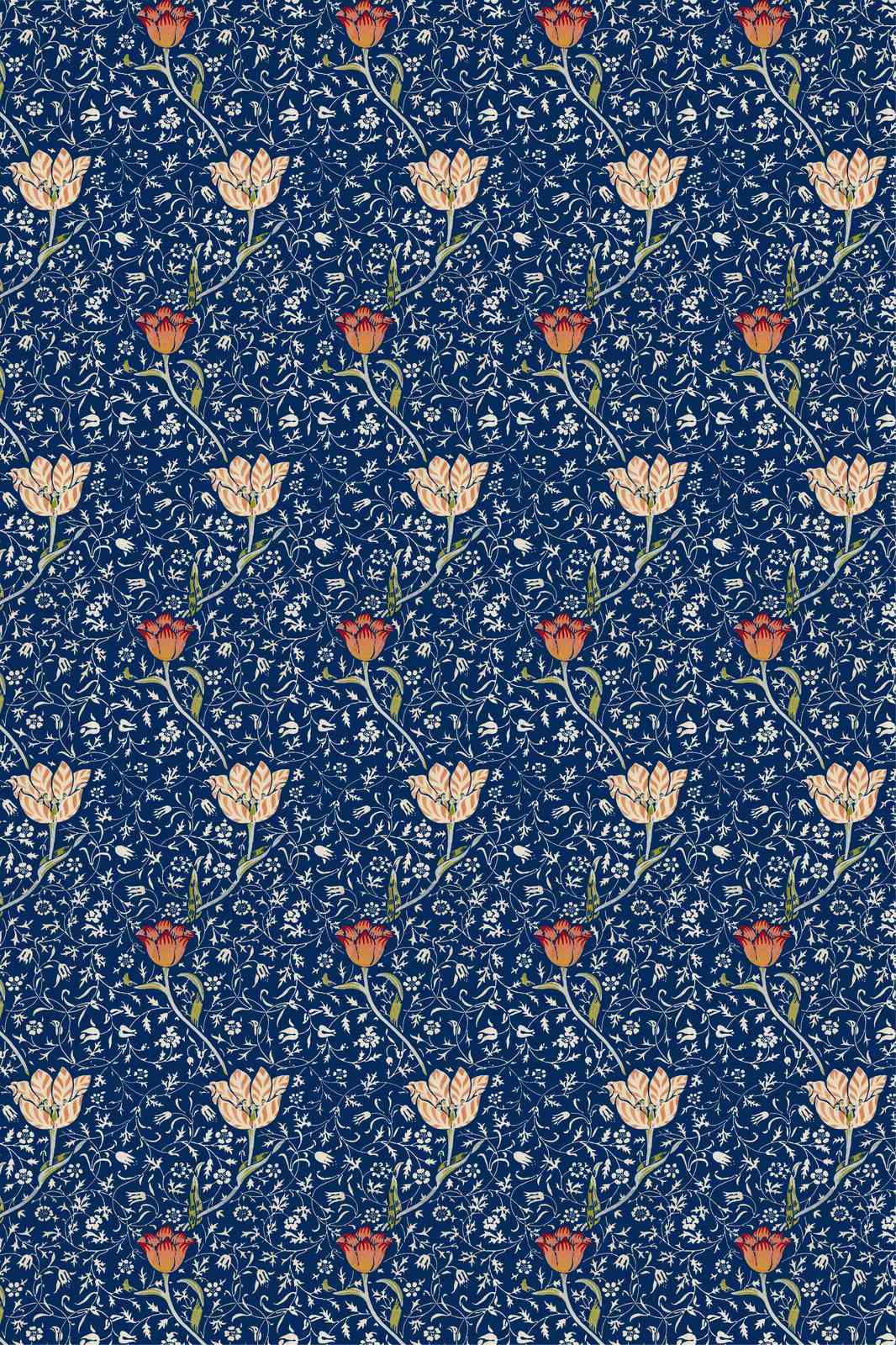 Elegant Floral Dark Blue Tulip Wall Art