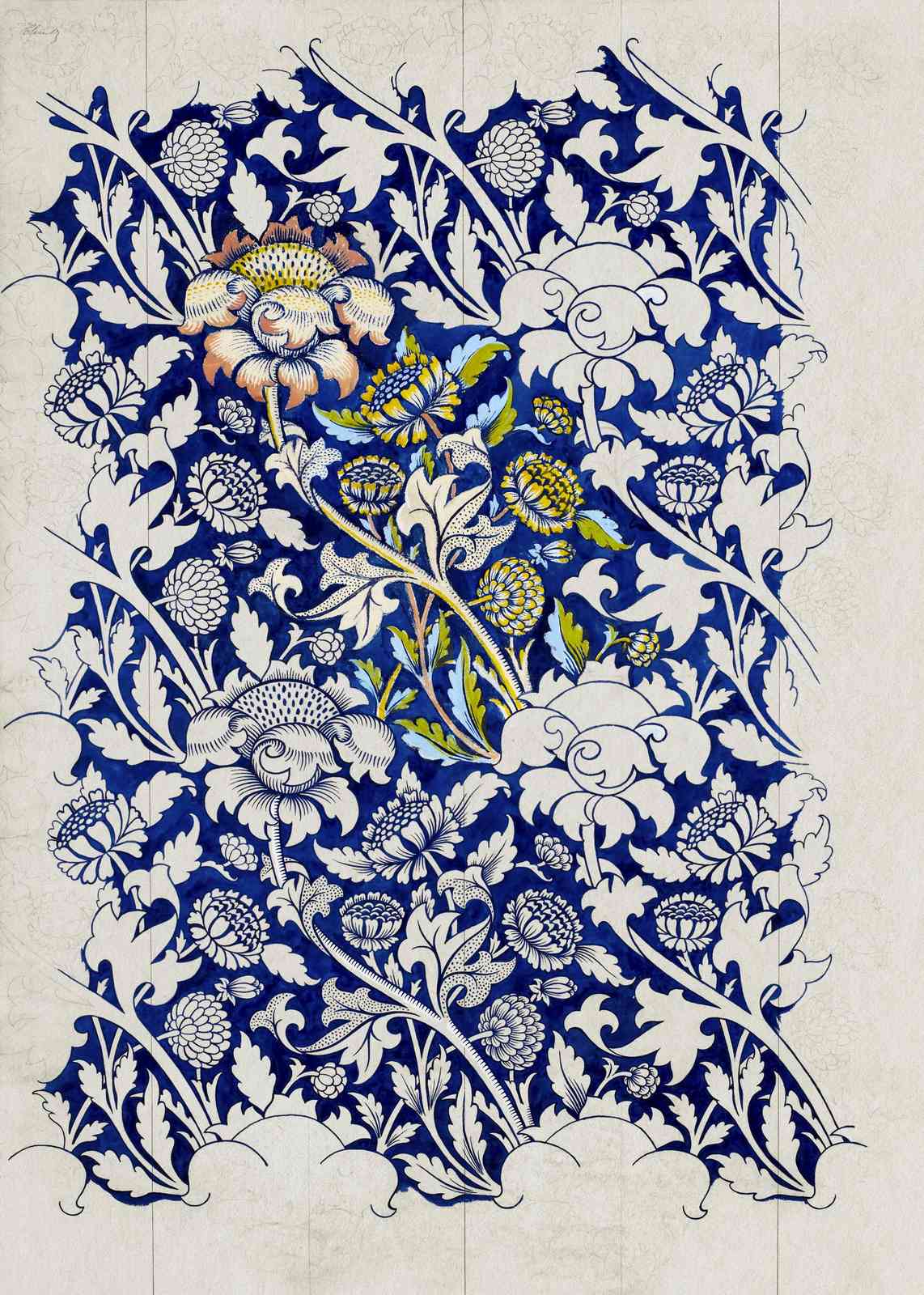 Vintage Floral Blue & White Wall Art