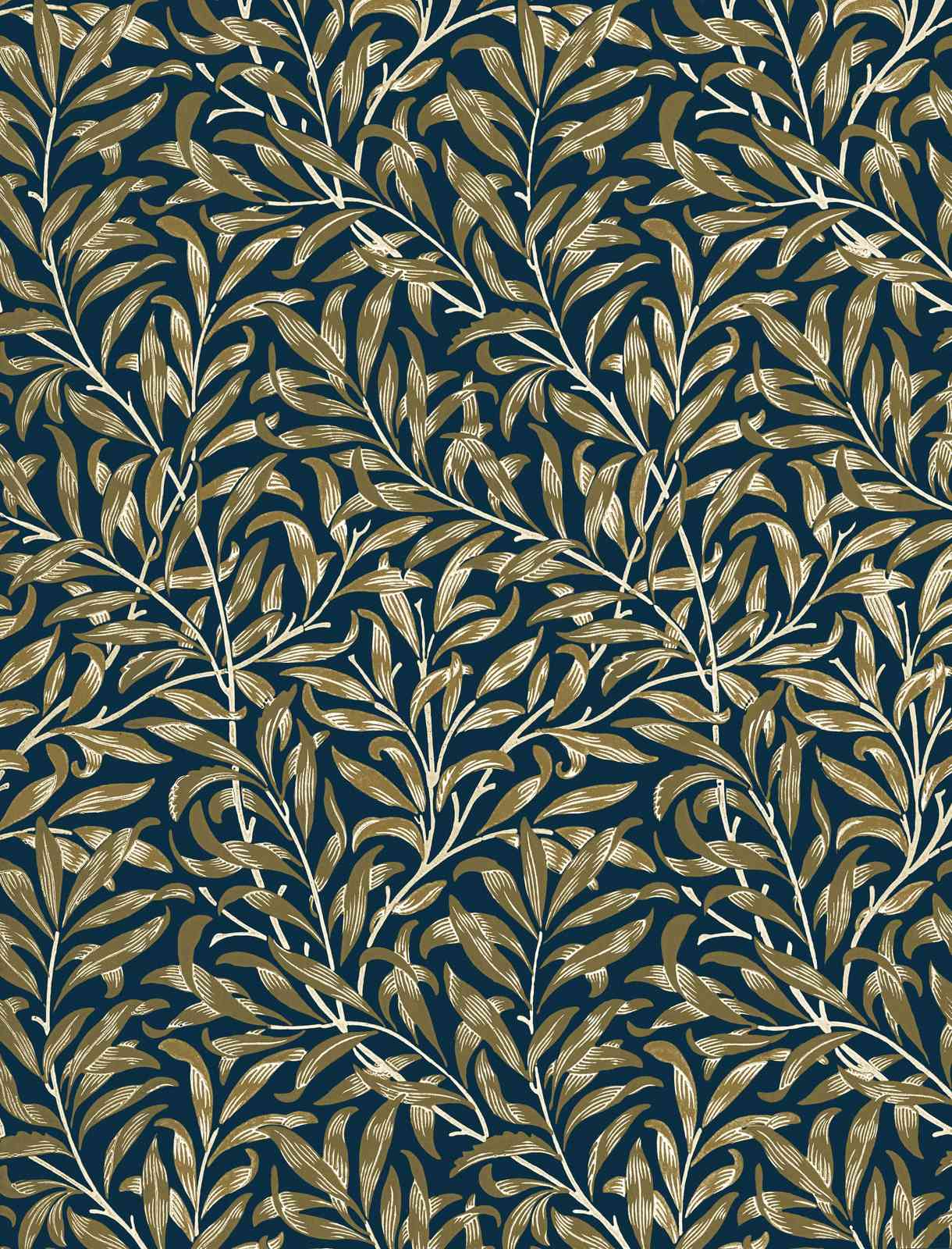 Navy Willow Leaf Art Wall Art