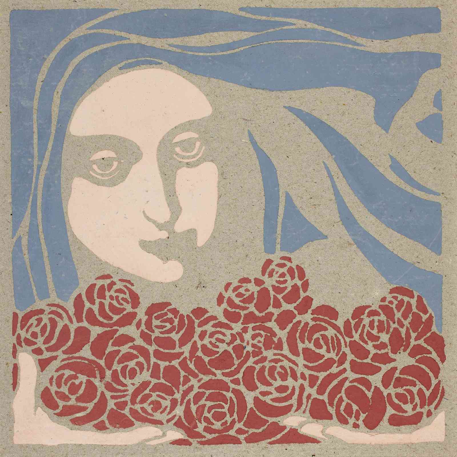 Art Nouveau Woman with Roses Wall Art