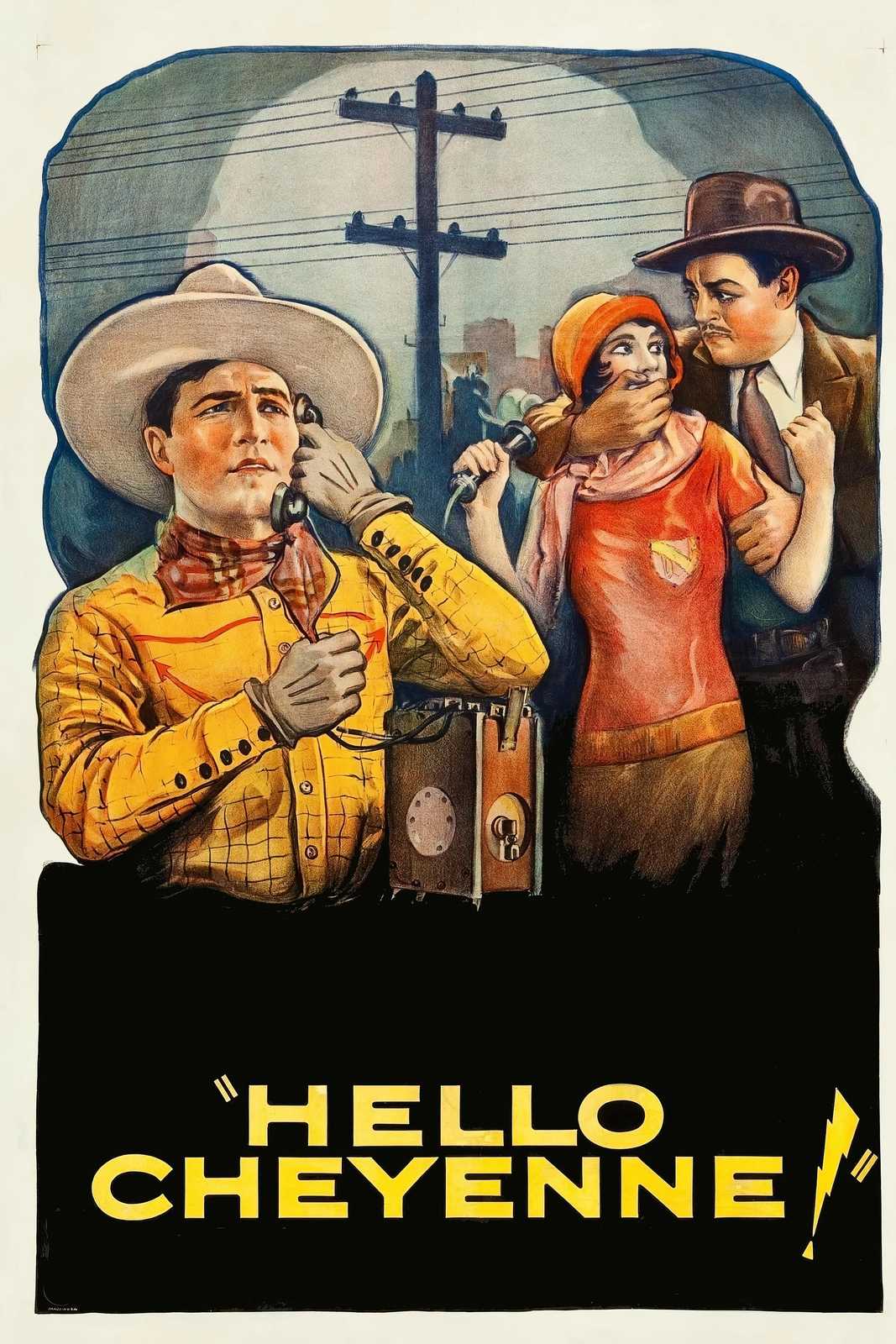 Vintage Western 'Hello Cheyenne' Poster Wall Art