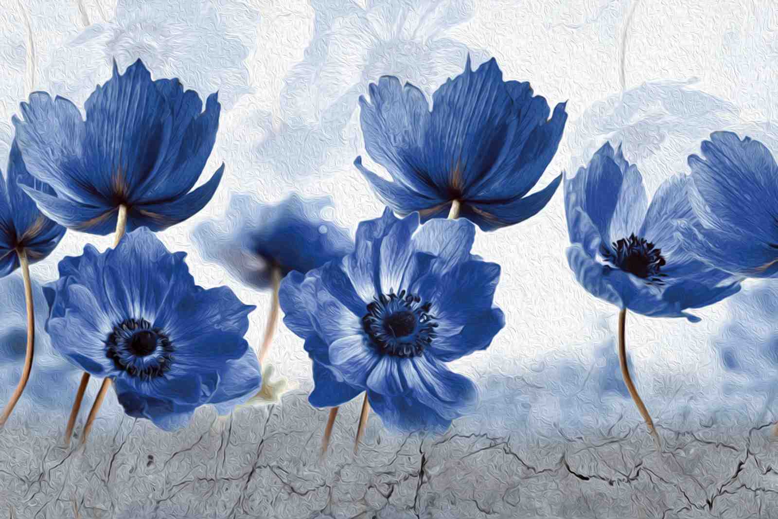 Vibrant Blue Floral Serenity Wall Art