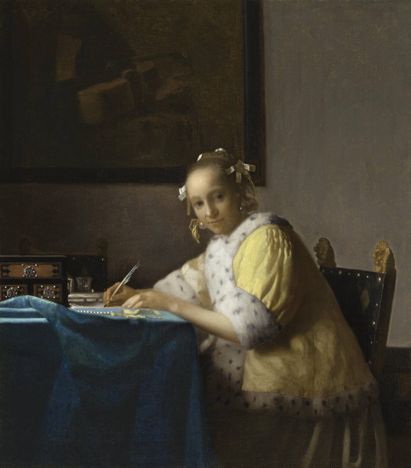 Young Woman Writing Wall Art - Vermeer Classic Art